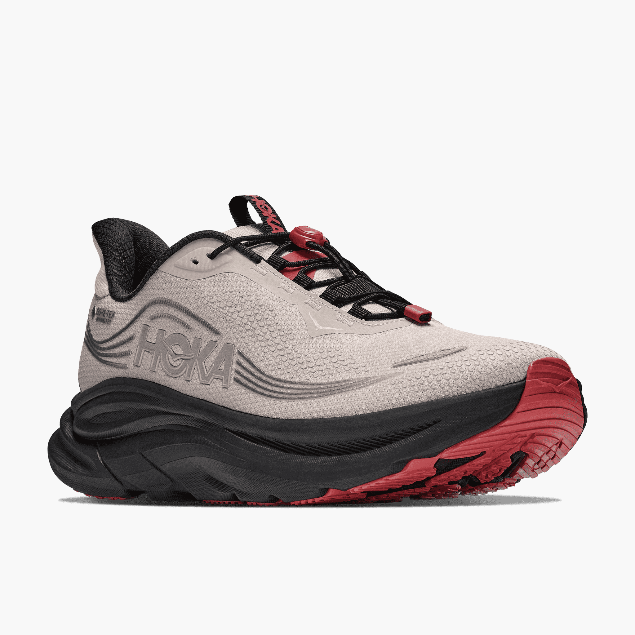 3/4 angle shot of Men's Clifton 11 Gore-Tex in River Rock Grey  /  Carbon Black