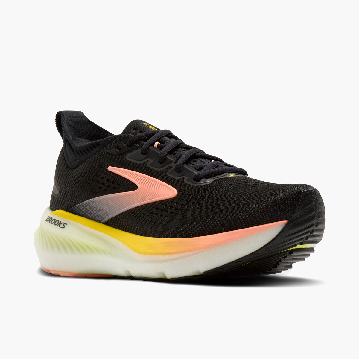 3/4 angle shot of Women's Glycerin 23 in Black / Peach / Nightlife