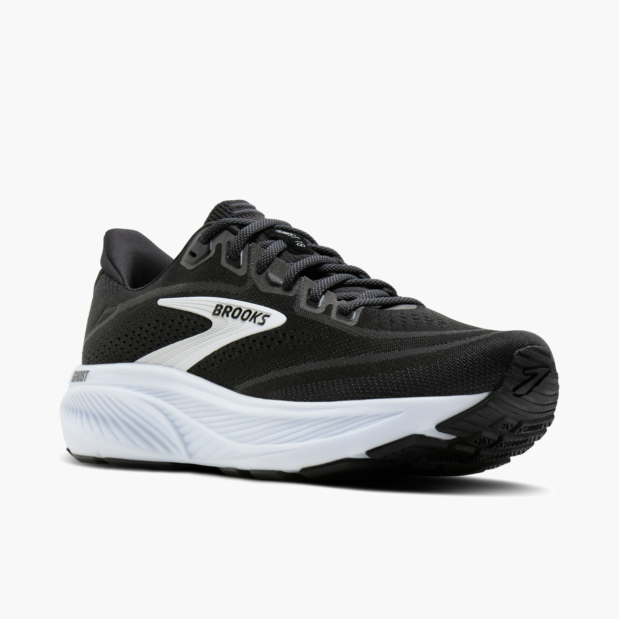 3/4 angle shot of Women's Ghost 18 in Black / Grey / White