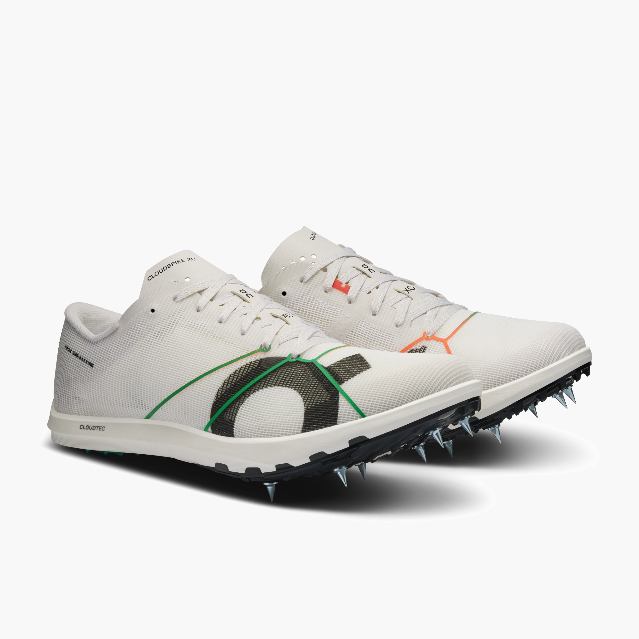 3/4 angle shot of Womens Cloudspike XC in Frost / White