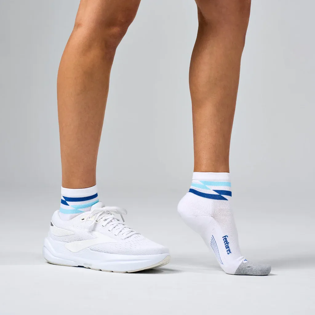 Elite Light Cushion Quarter Socks in White Track - 3