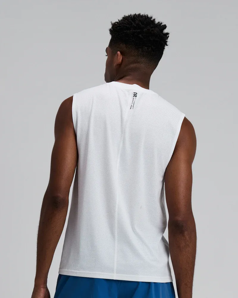 Men s Micromesh Run Tank in White - 3