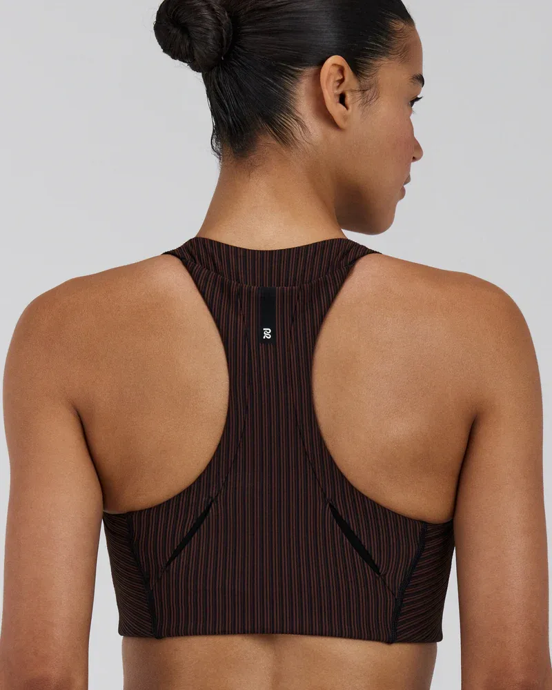 Striped Cadence Longline Bra - Cacao / Black (3)