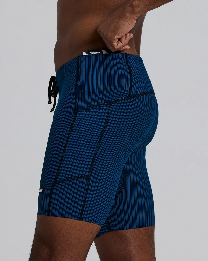 Men s Striped Cadence 7 Pocket Quarter Tights in Ink Blue / Black - 3