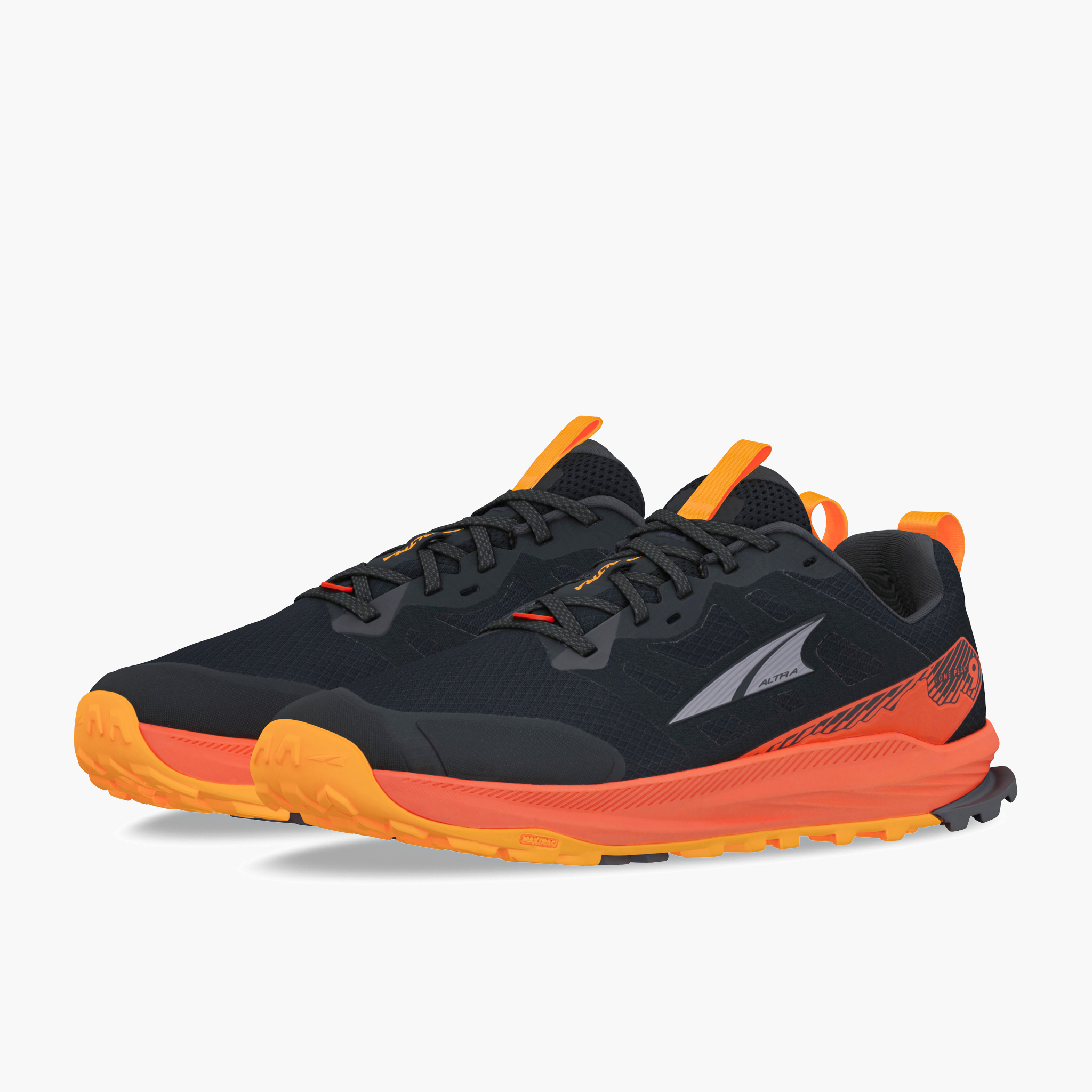 3/4 angle shot of Men's Lone Peak 9 in Black/red