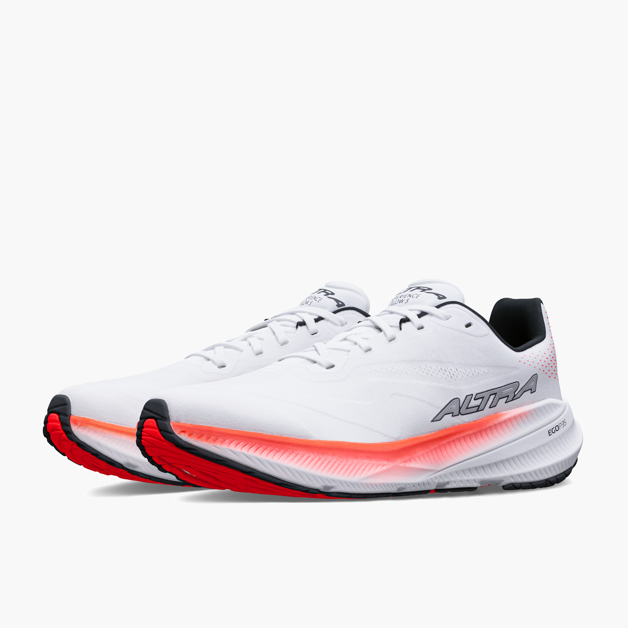 3/4 angle shot of Men's Experience Flow 3 in White / Coral