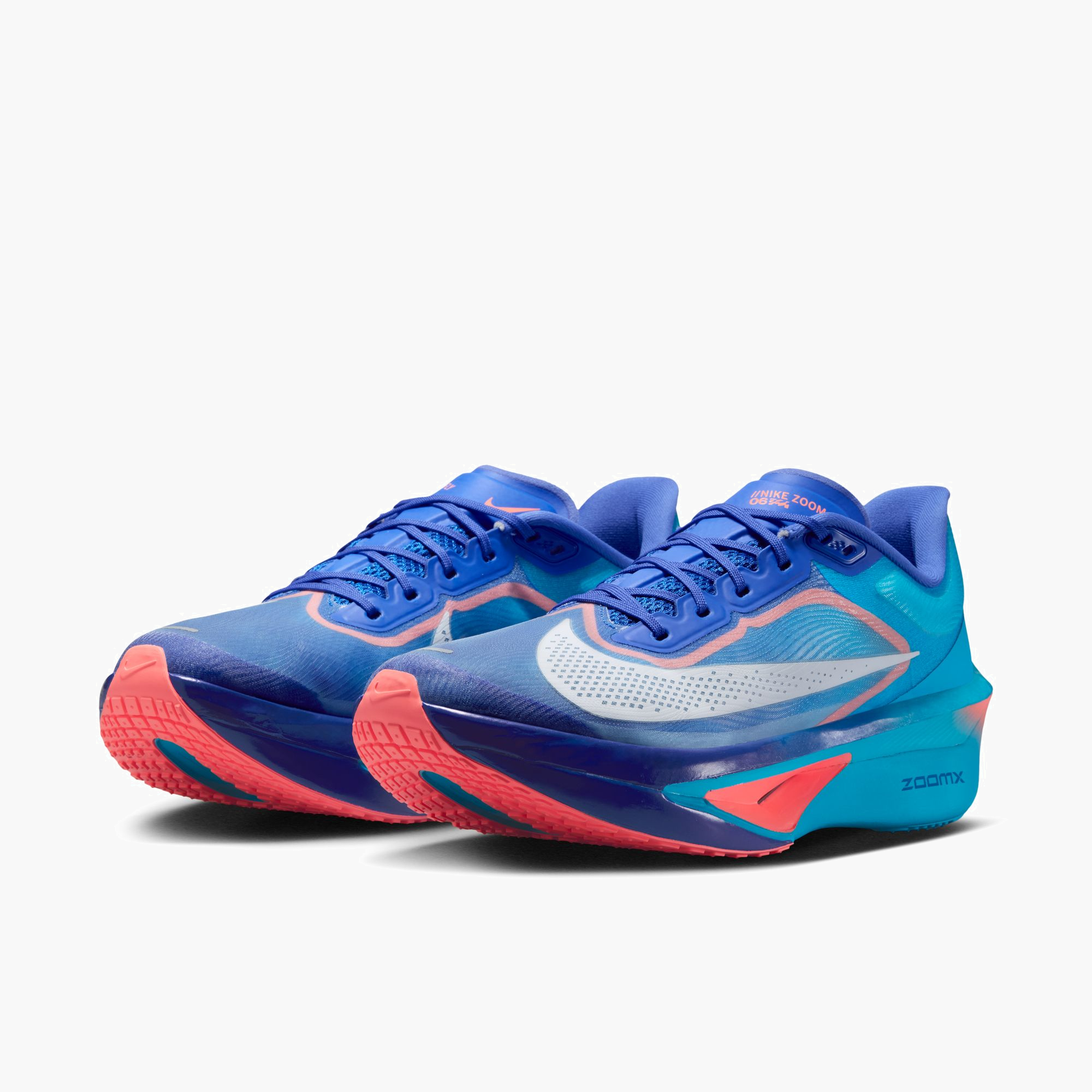 3/4 angle shot of Men's Zoom Fly 6 in Racer Blue / White-Blue Lightning