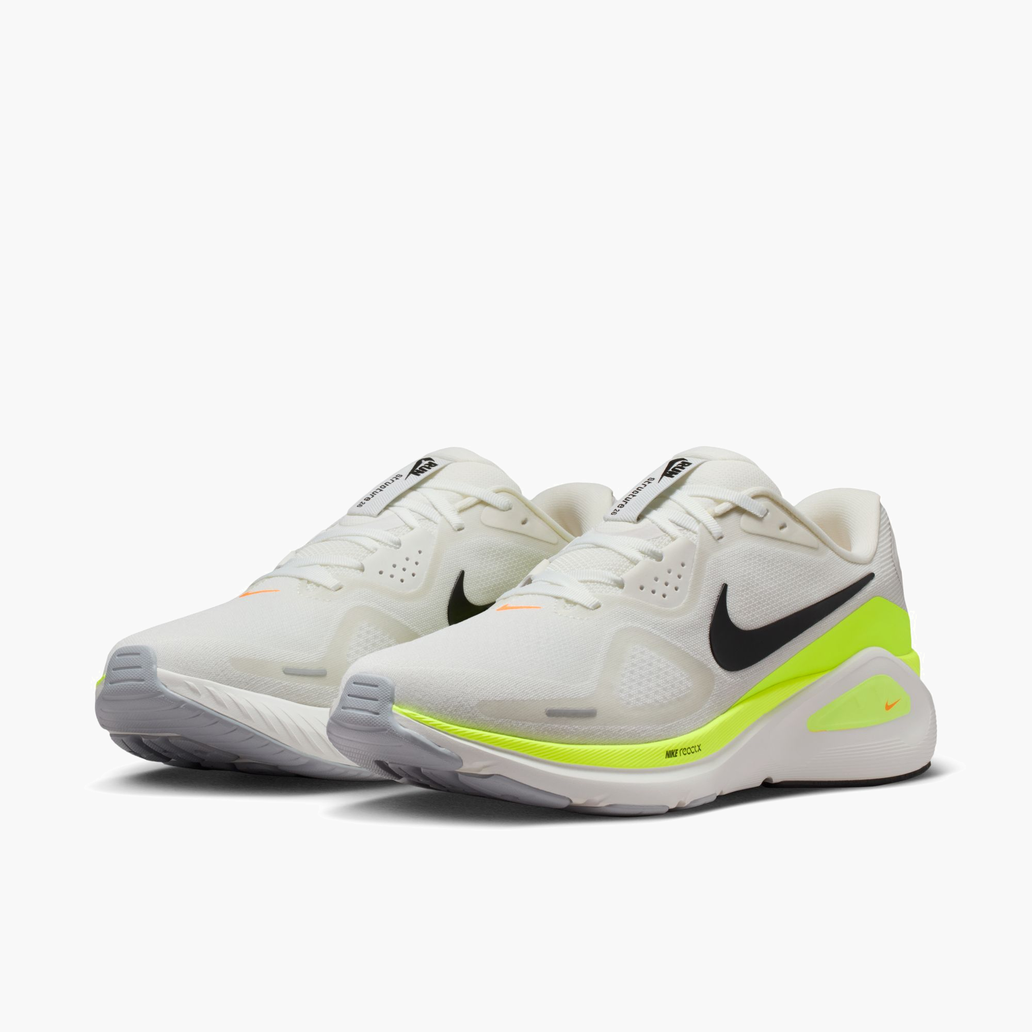 3/4 angle shot of Men's Structure 26 in Summit White / Black-Volt-Total Orange
