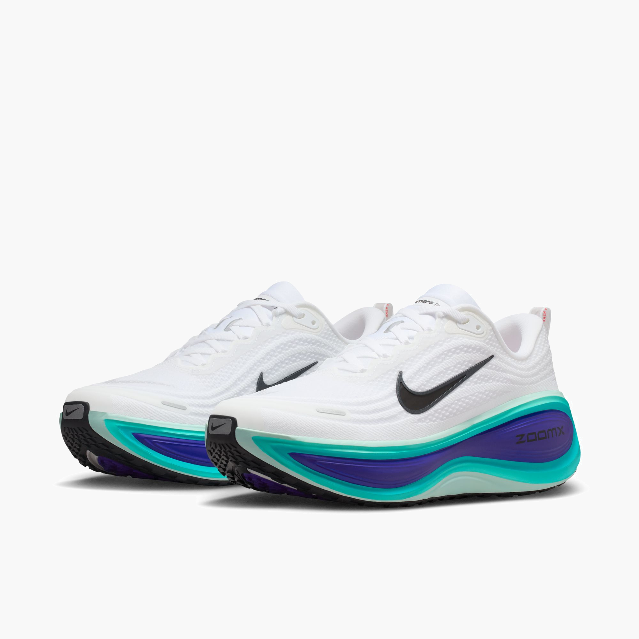 3/4 angle shot of Men's Vomero Plus in White / Black-Bright Concord-Hyper Turq
