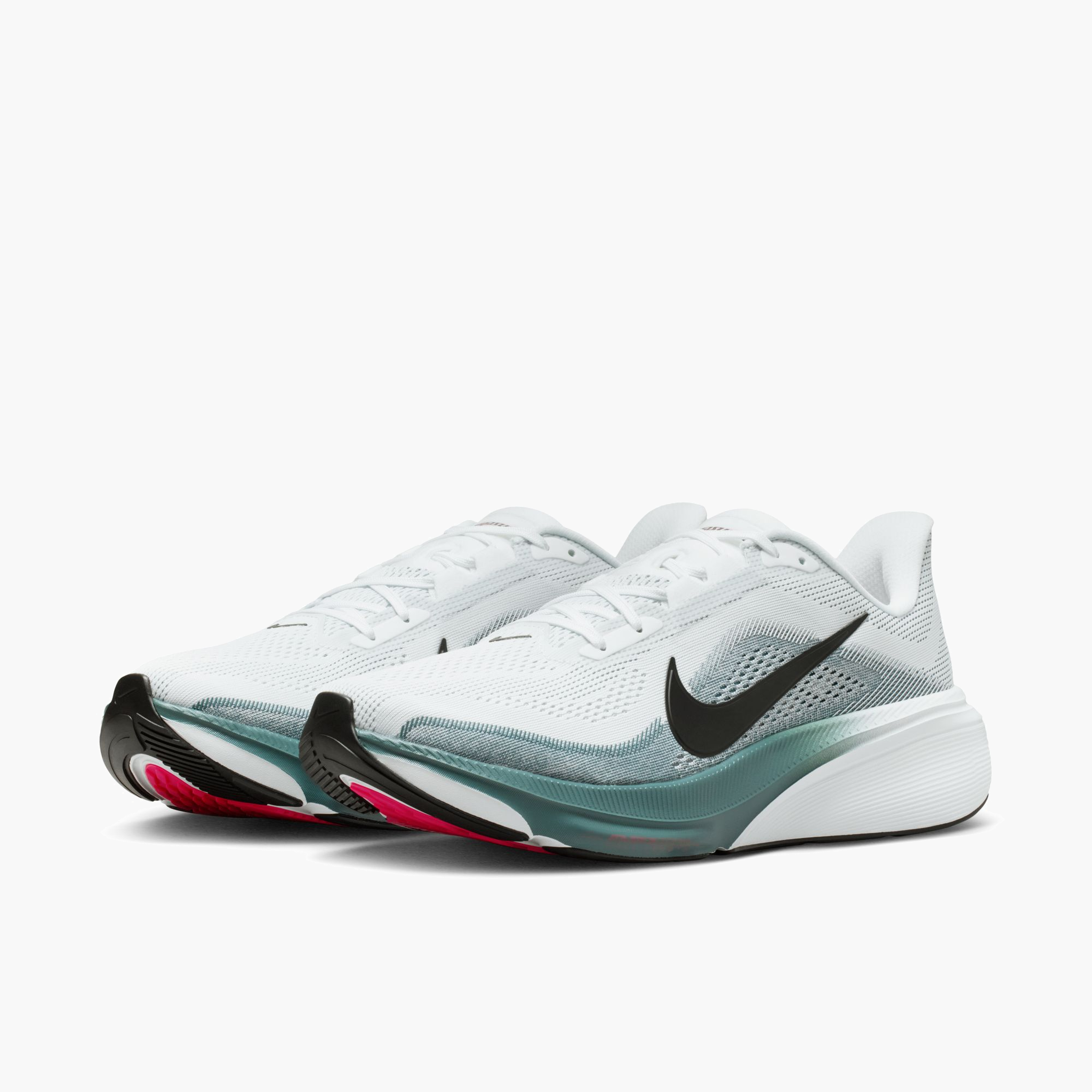 3/4 angle shot of Men's Pegasus 42 in White / Black-Mineral Slate-Hyper Pink