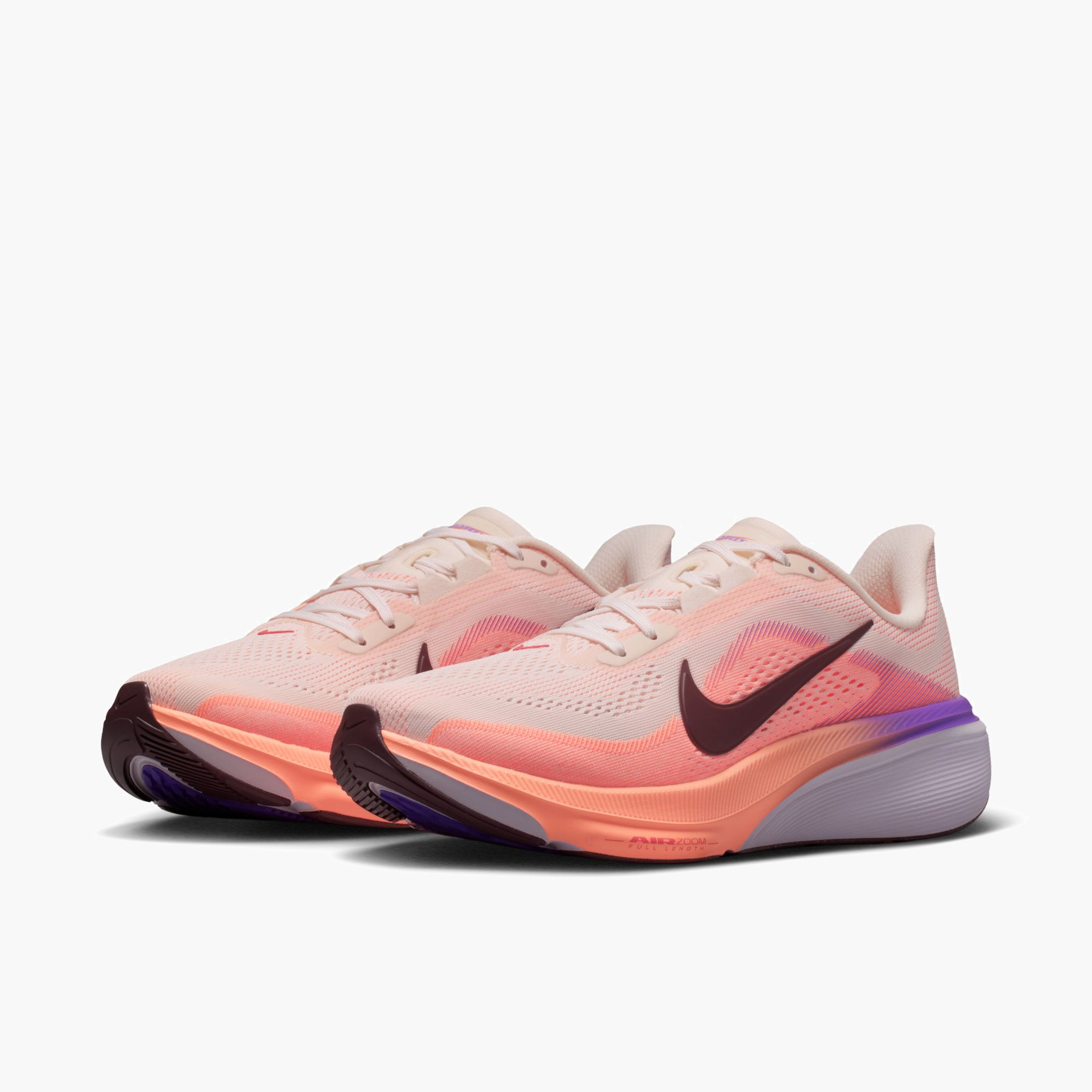 3/4 angle shot of Women's Pegasus 42 in Chalk / Tattoo-Orange Pulse-Bright Violet