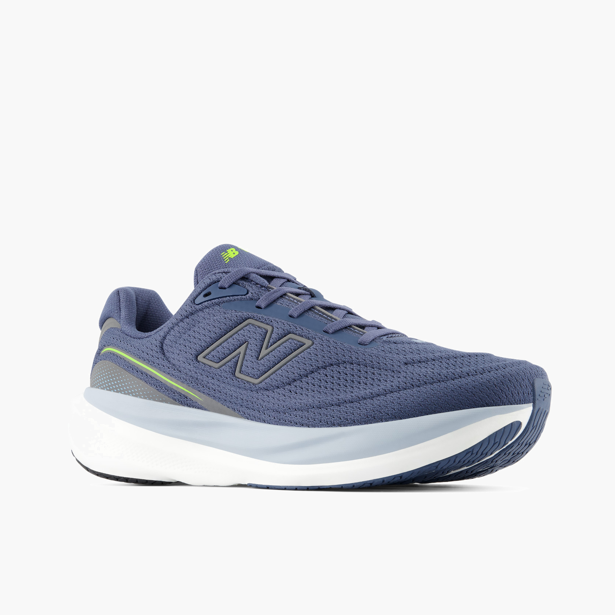 3/4 angle shot of Men's 1080 v15 in Vintageindigo / Alkalinegreen