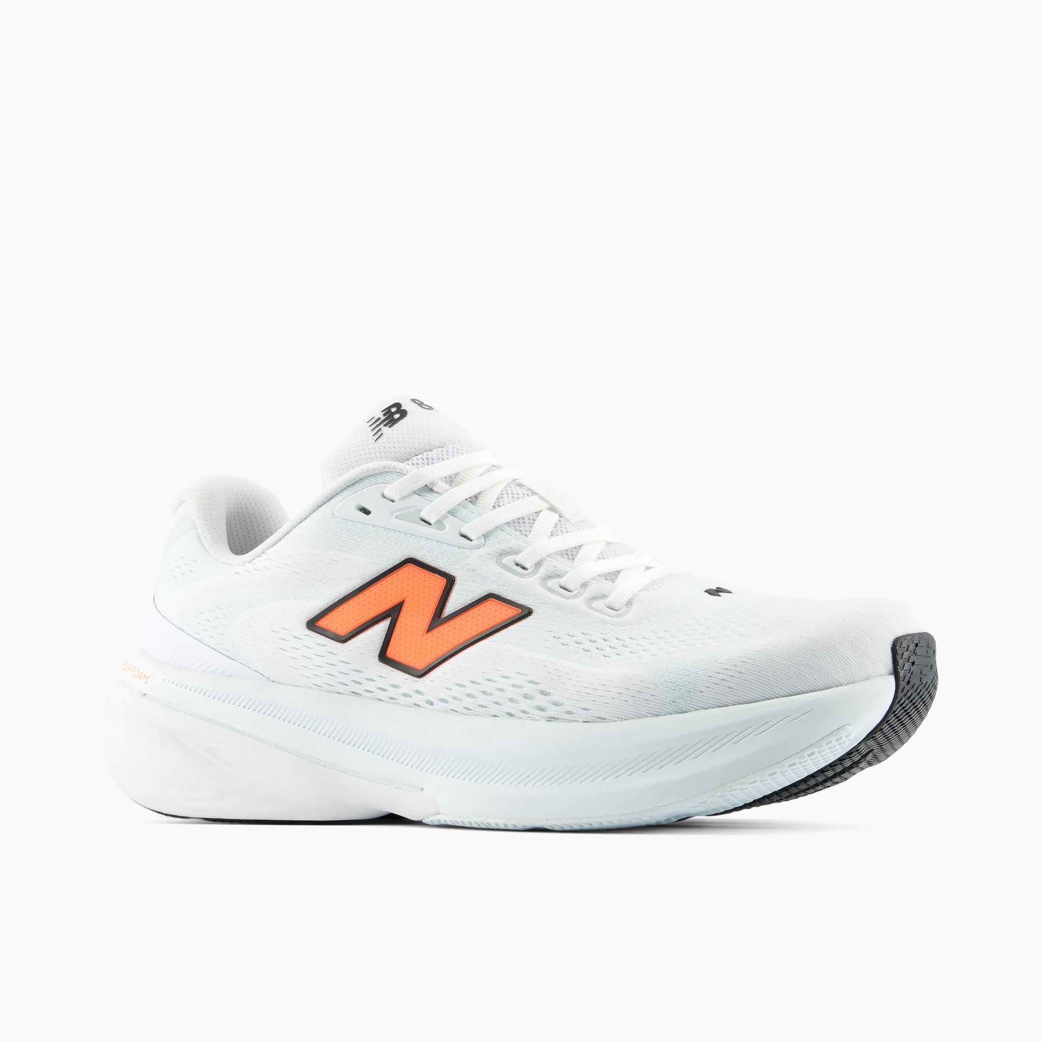 3/4 angle shot of Men's 860 v15 in White / Tangerineheat / Glintblue