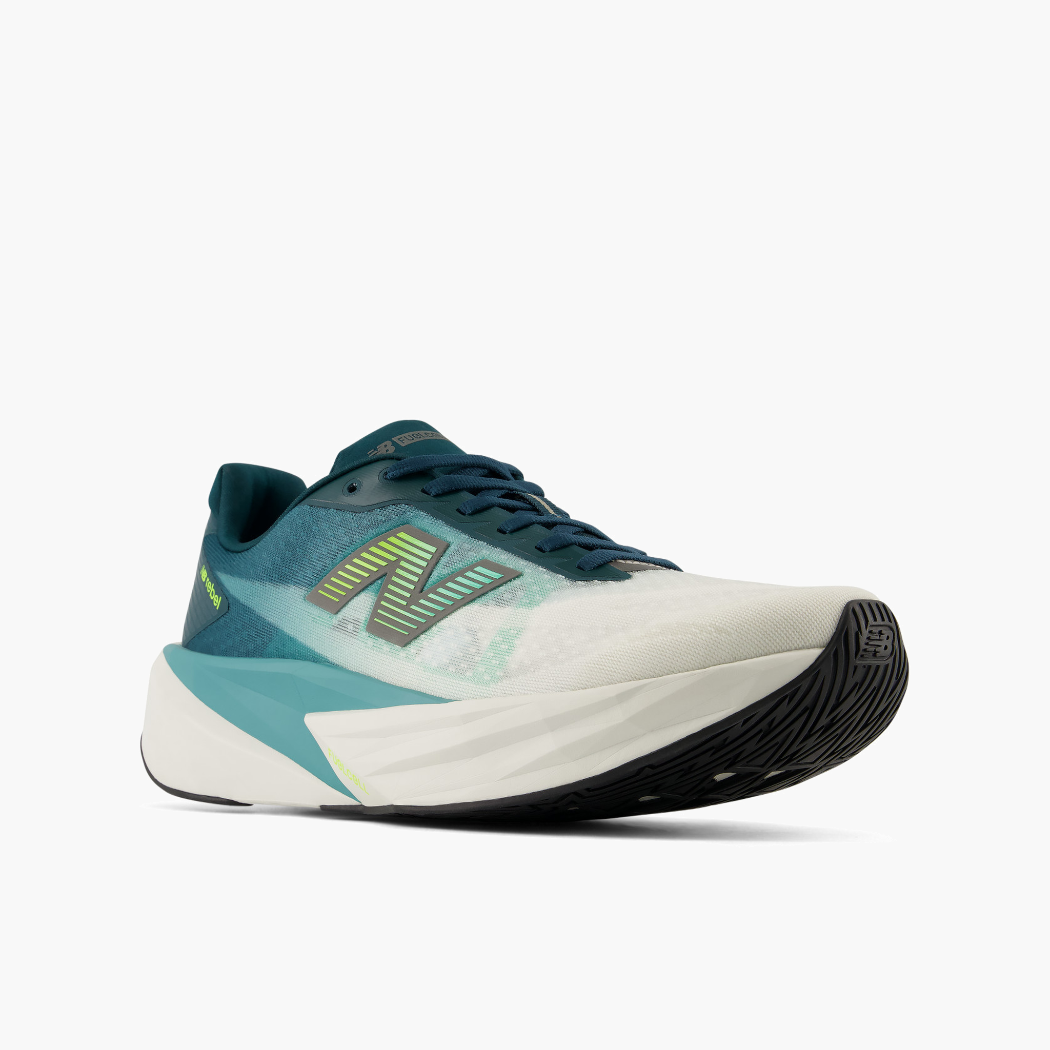 3/4 angle shot of Men's FuelCell Rebel v5 in Medusagreen / Fadedteal