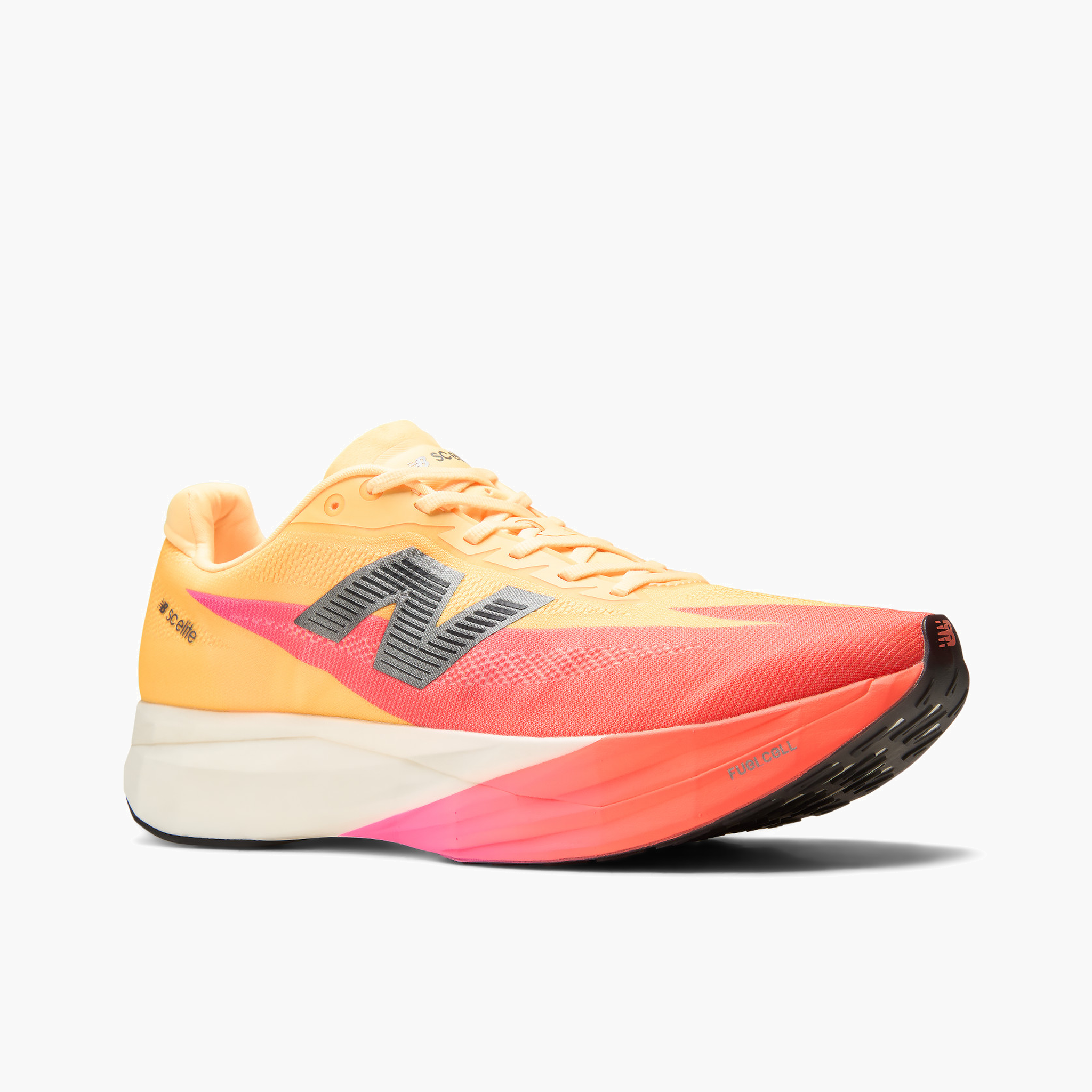3/4 angle shot of Men's Supercomp Elite v5 in Tangerineheat / Whitepeach / Pinkheat