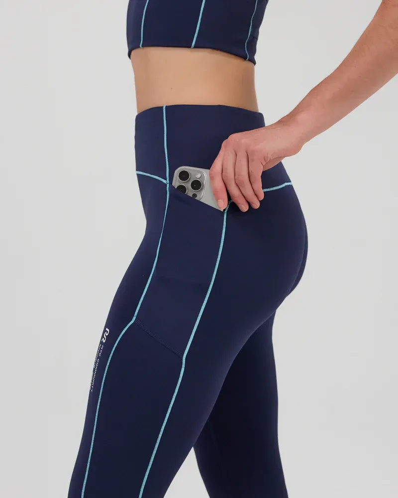 Women s Stamina Pop Stitch High Waist Leggings - NY Navy / Vintage Blue (4)