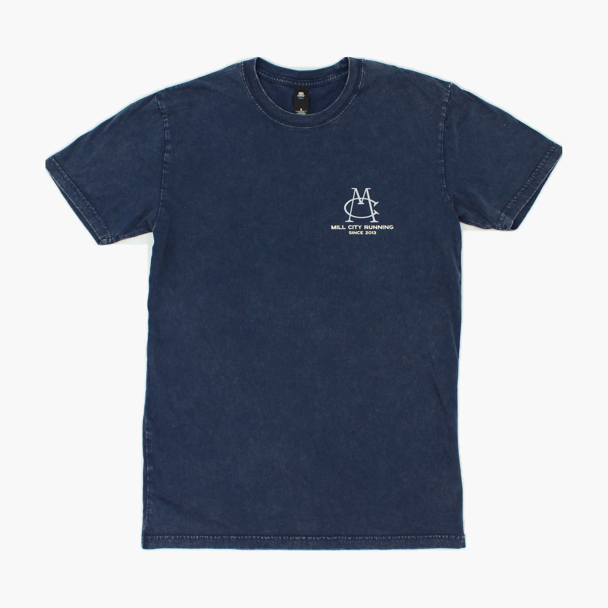 All Gender MCR Monogram Stonewash Tee — Flatlay 1 [5040-Blue Stone]