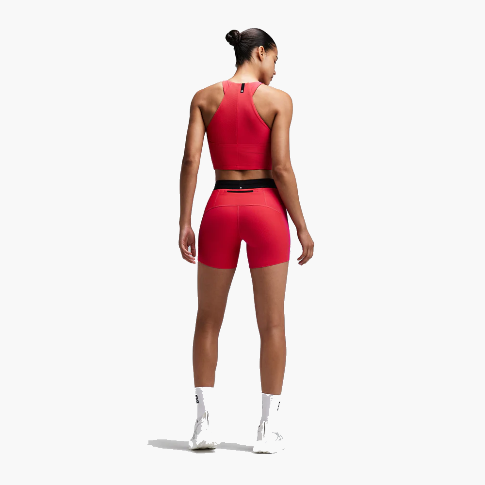 Women's Striped Cadence Zip Front Race Crop — Poppy / Azalea — image 4