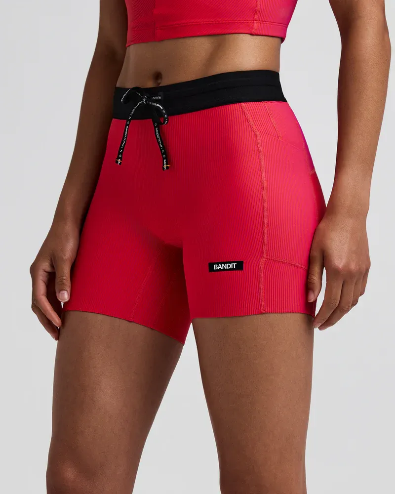 Women s Striped Cadence Compression Shorts 5 in Poppy / Azalea - 5
