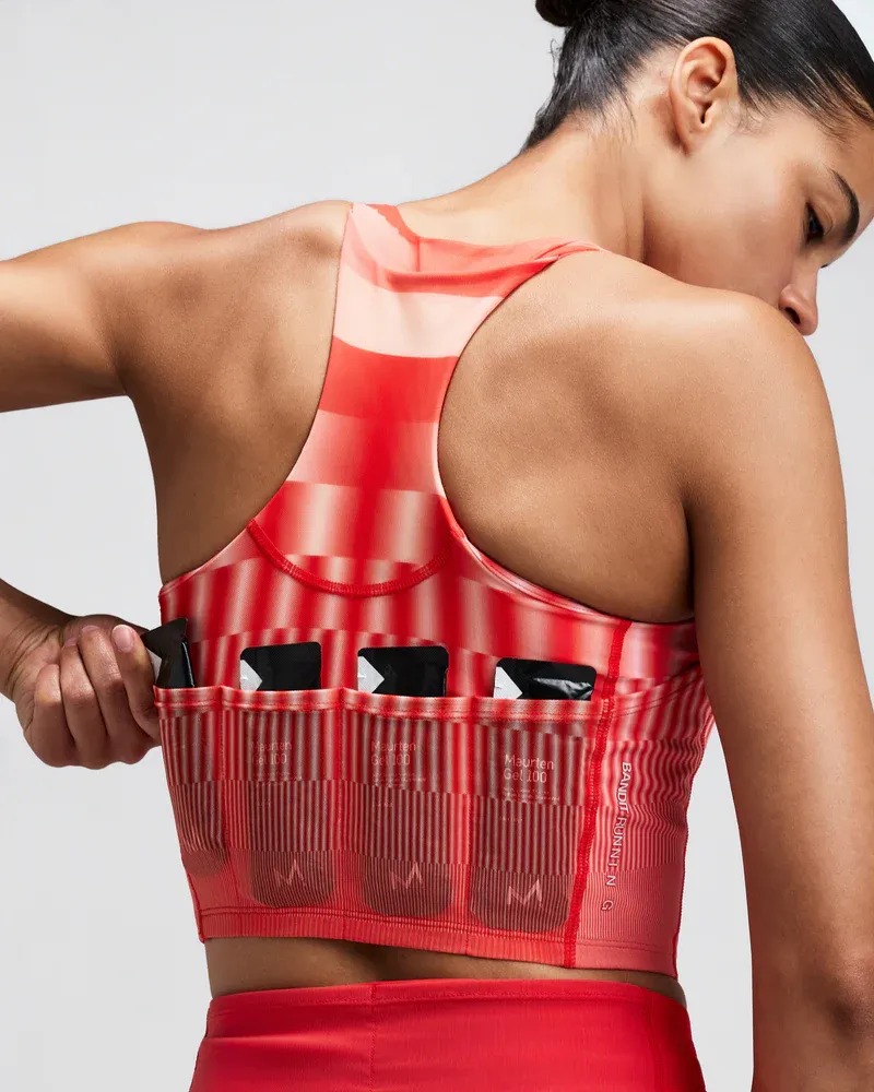 Women s Vanisher V-Neck Race Crop in Growing Grid / Poppy - 5