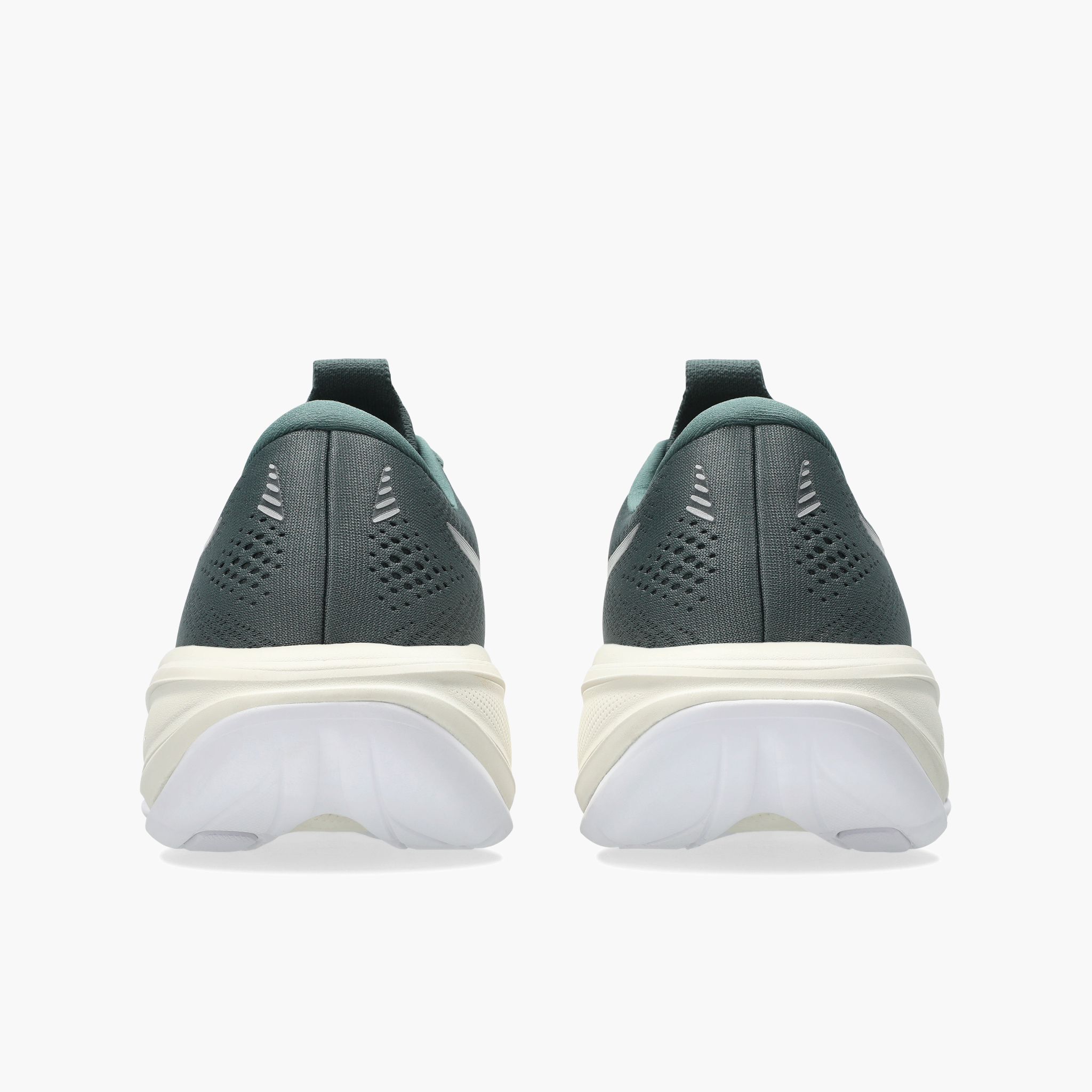 Heel angle shot of Men's Gel-Cumulus 28 in Dusty Fern / Ivory