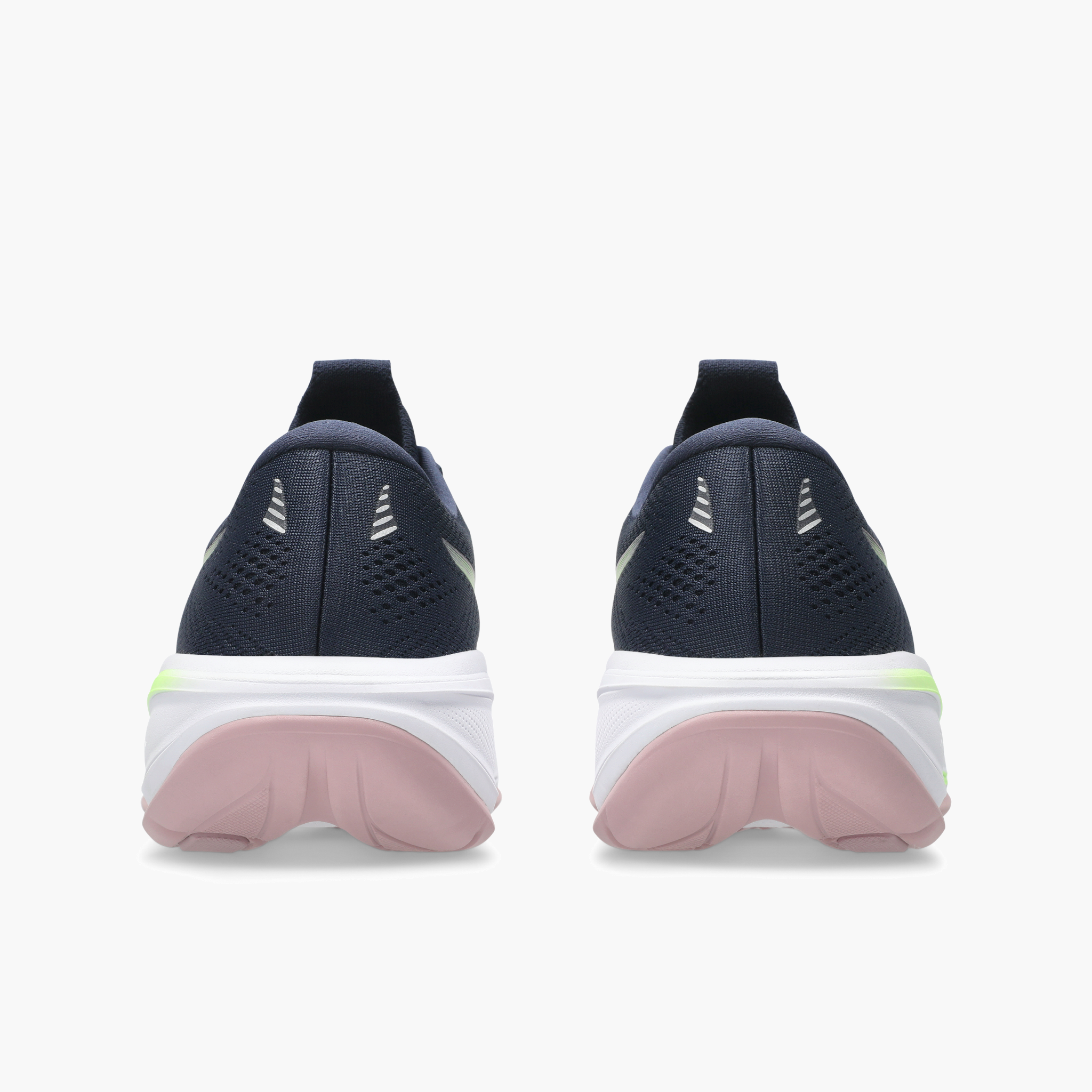 Heel angle shot of Women's Gel-Cumulus 28 in Midnight / Illuminate Green