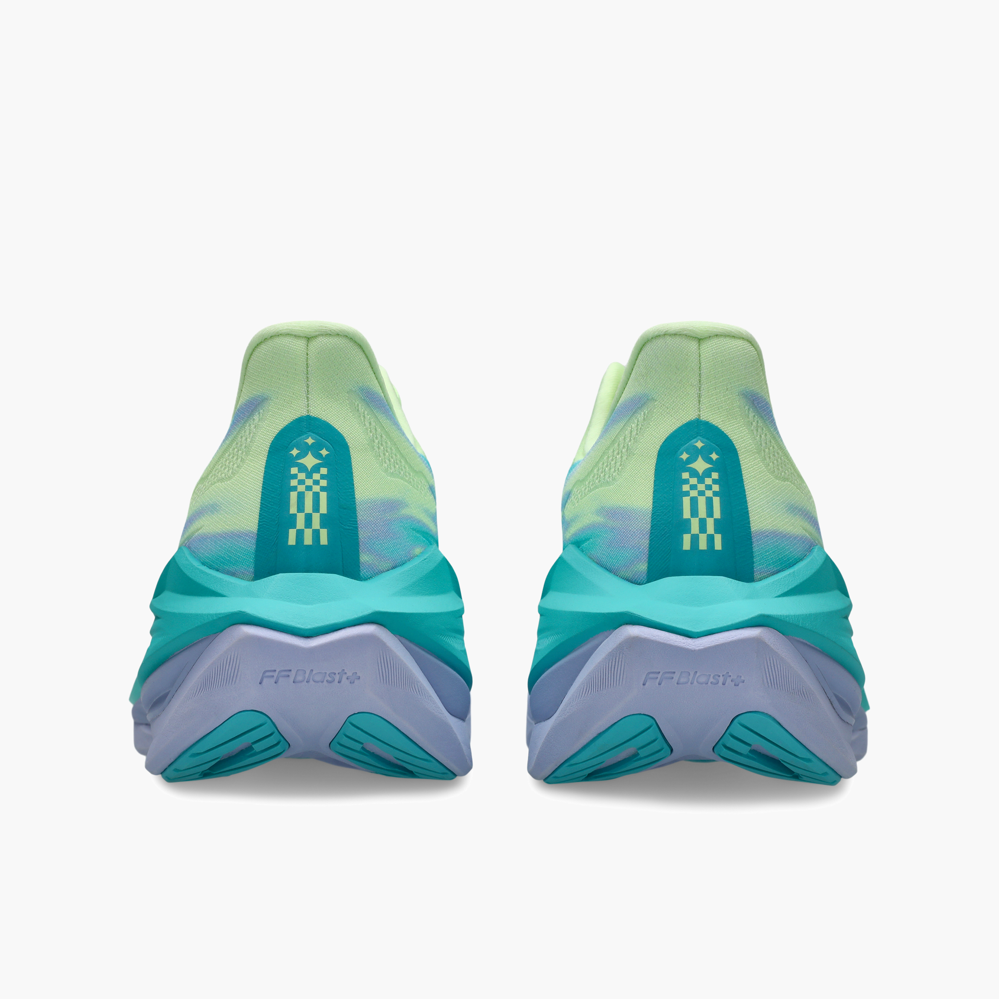 Heel angle shot of All Gender Superblast 3 in Illuminate Yellow / Energy Aqua