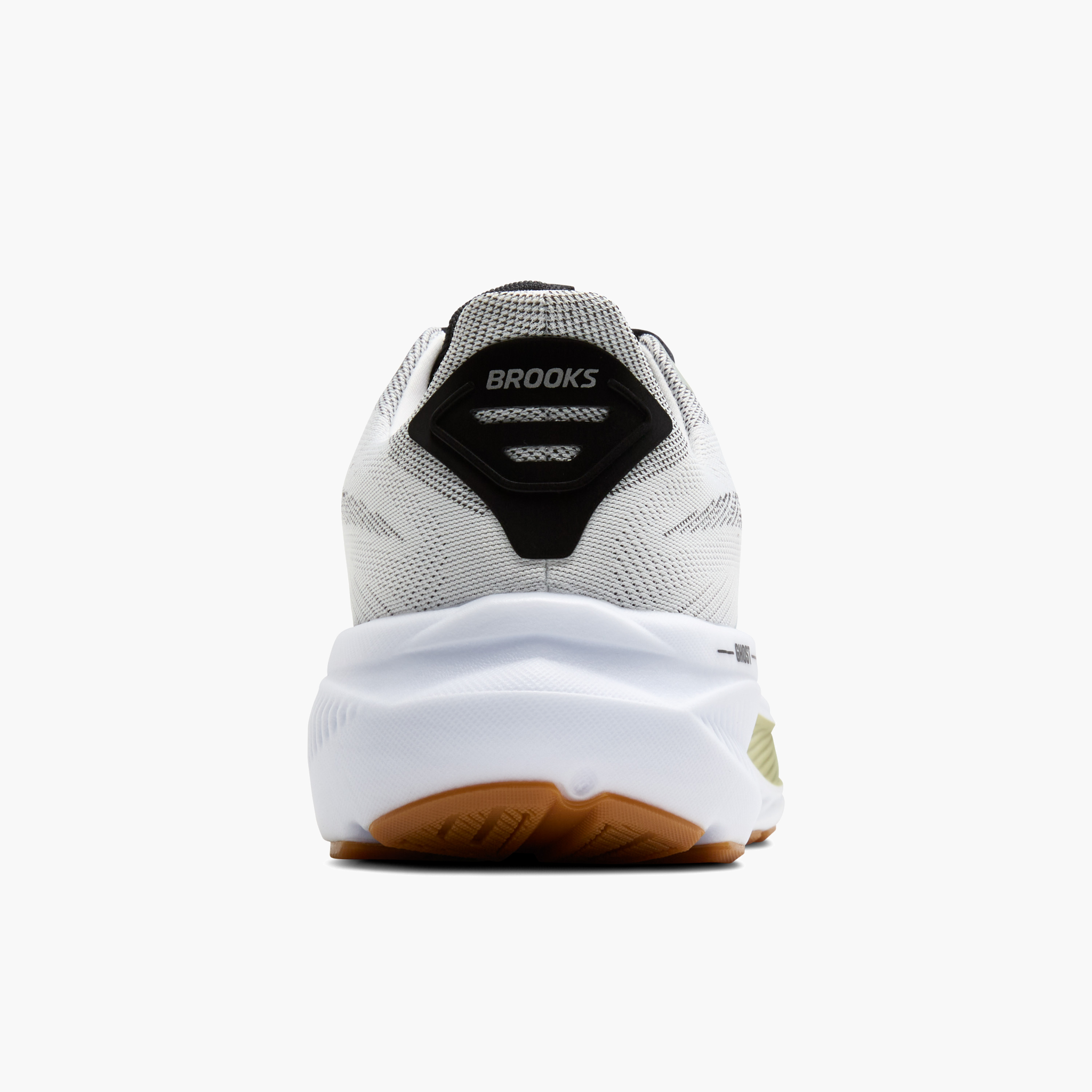 Heel angle shot of Men's Ghost 17 in White / Black / Tea