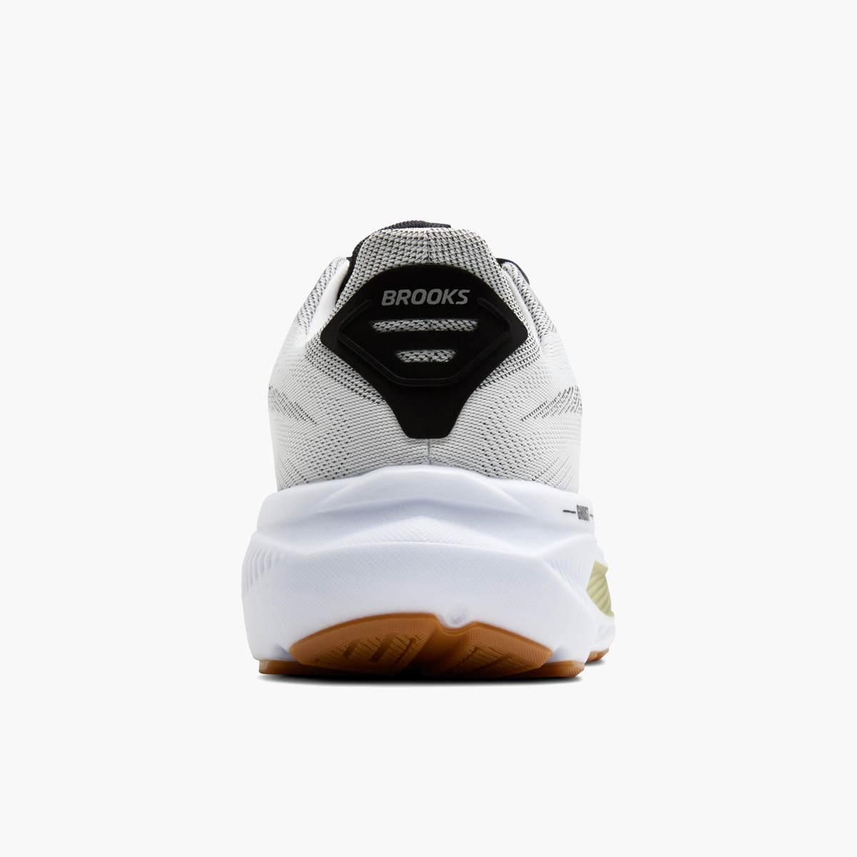 Heel angle shot of Men's Ghost 17 in White / Black / Tea