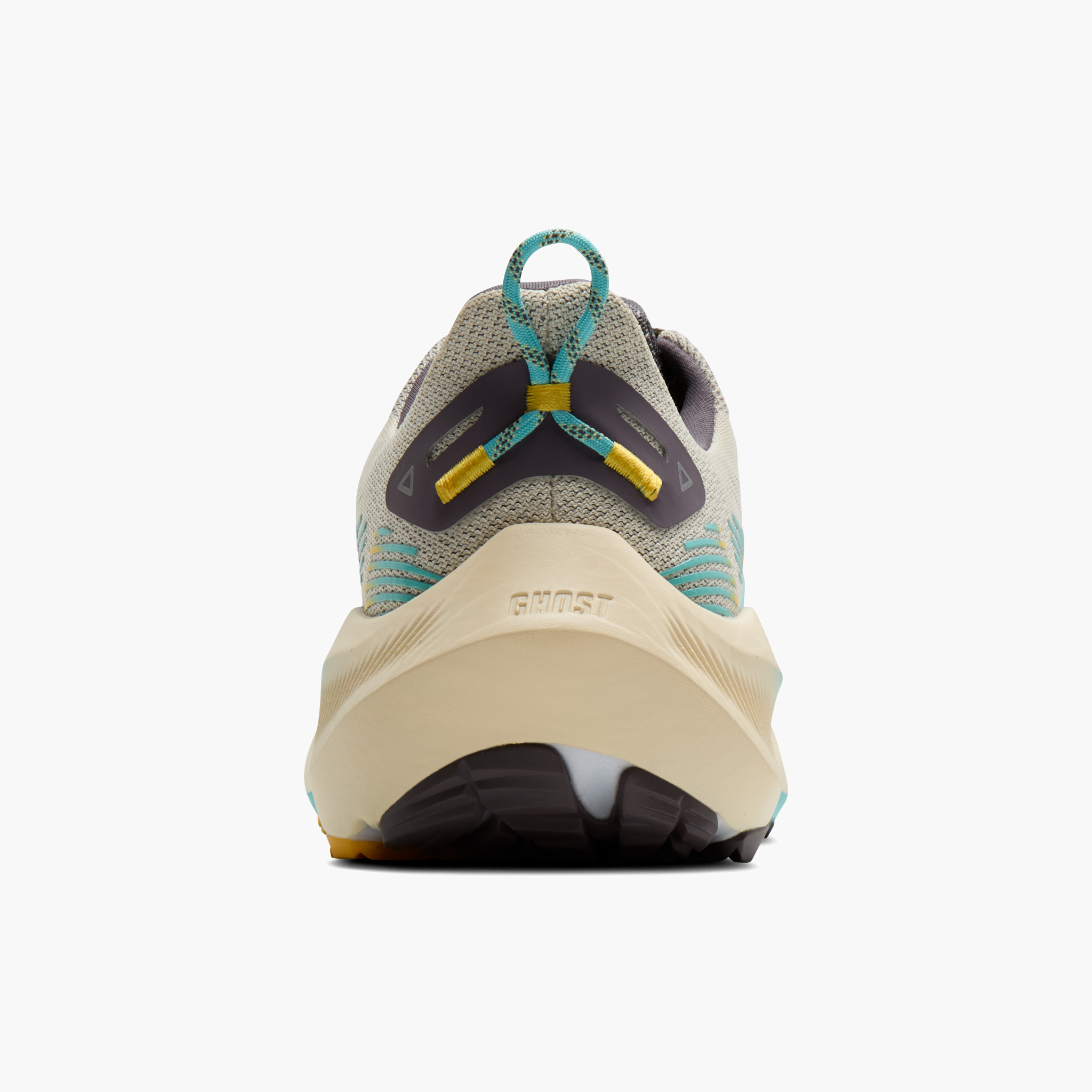 Heel angle shot of Men's Ghost Trail in Bleached Sand / Rabbit / Bluefish