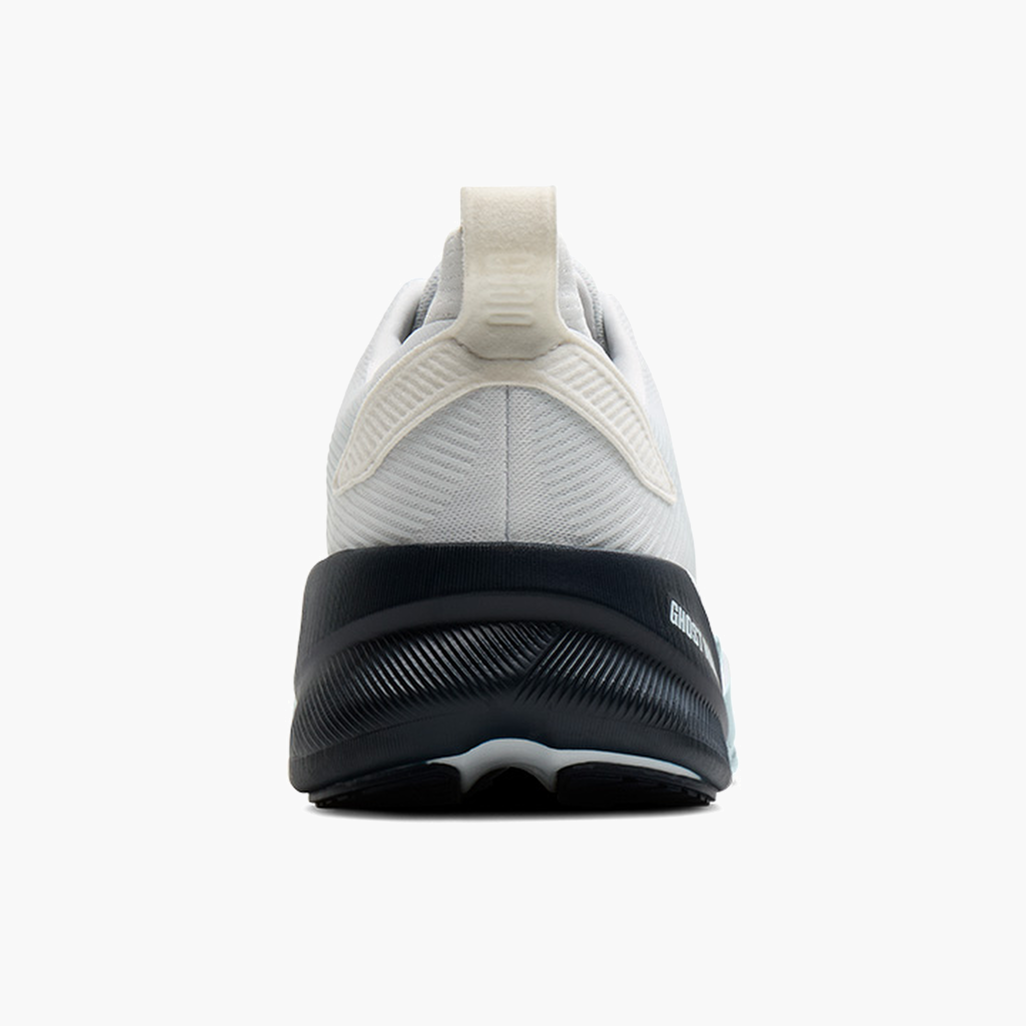 Heel angle shot of Men's Ghost Max 4 in White / Navy / Blue