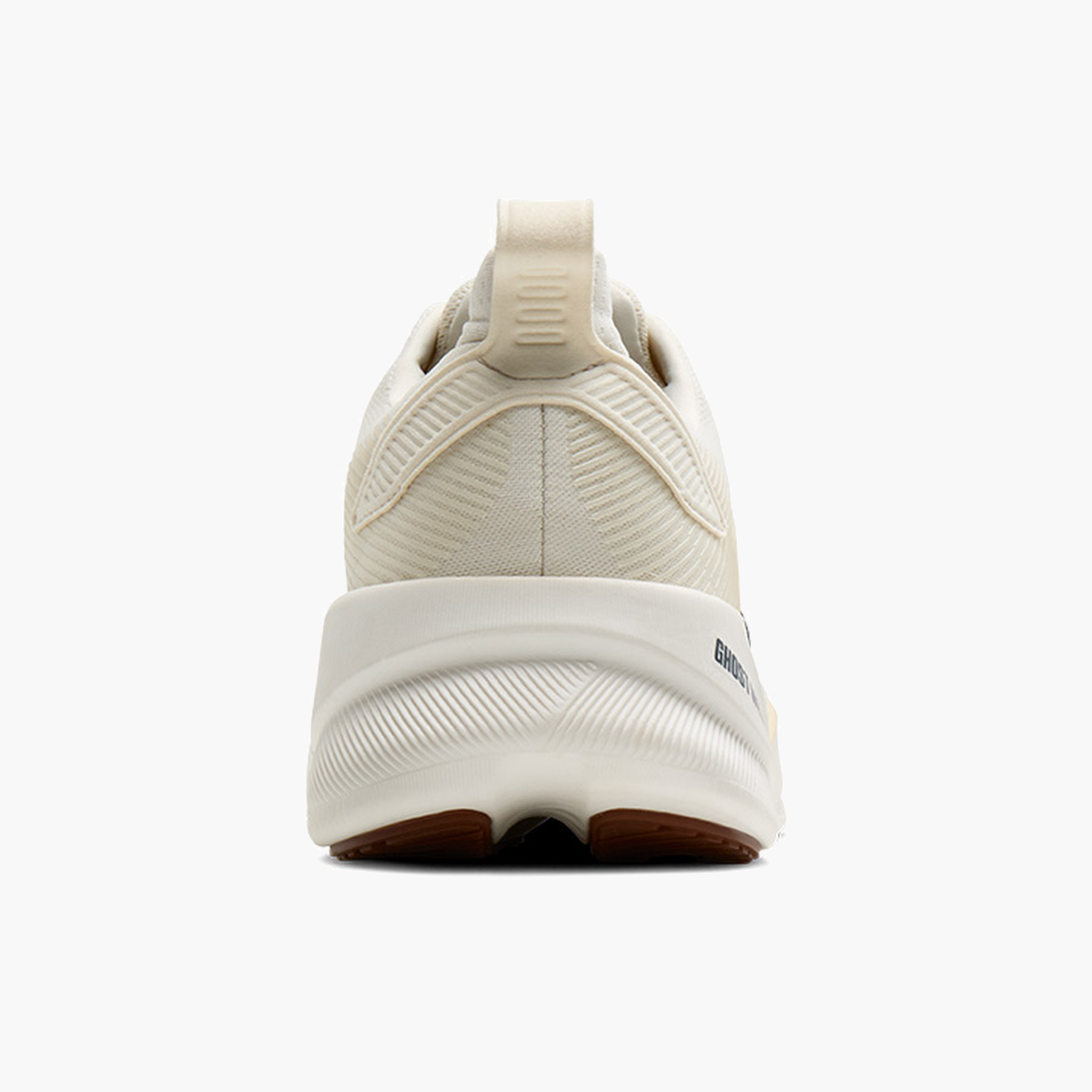 Heel angle shot of Men's Ghost Max 4 in Arctic Wolf / Navy / Coconut