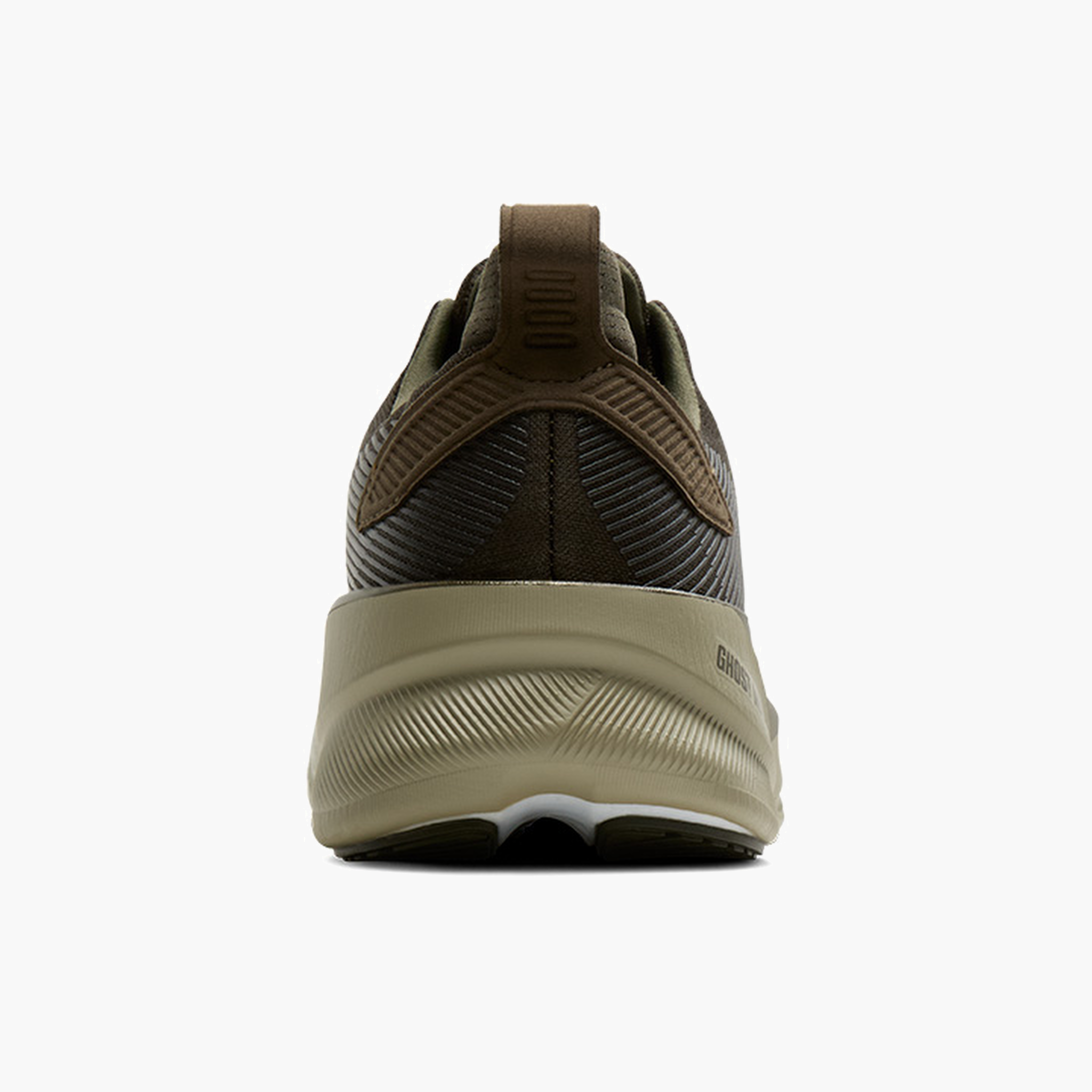 Heel angle shot of Men's Ghost Max 4 in Forest Night / Olive