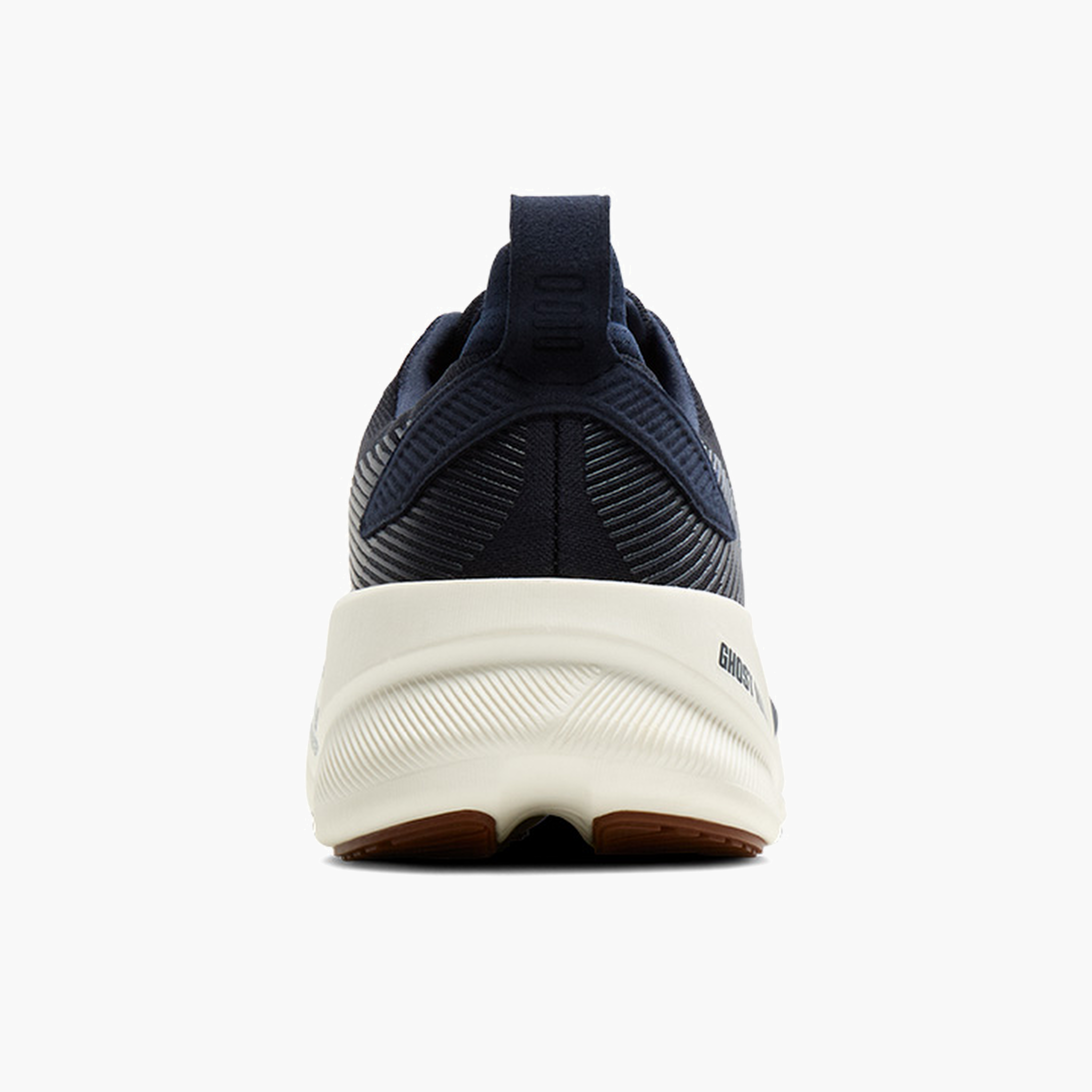 Heel angle shot of Men's Ghost Max 4 in Navy / Navy / Biscuit
