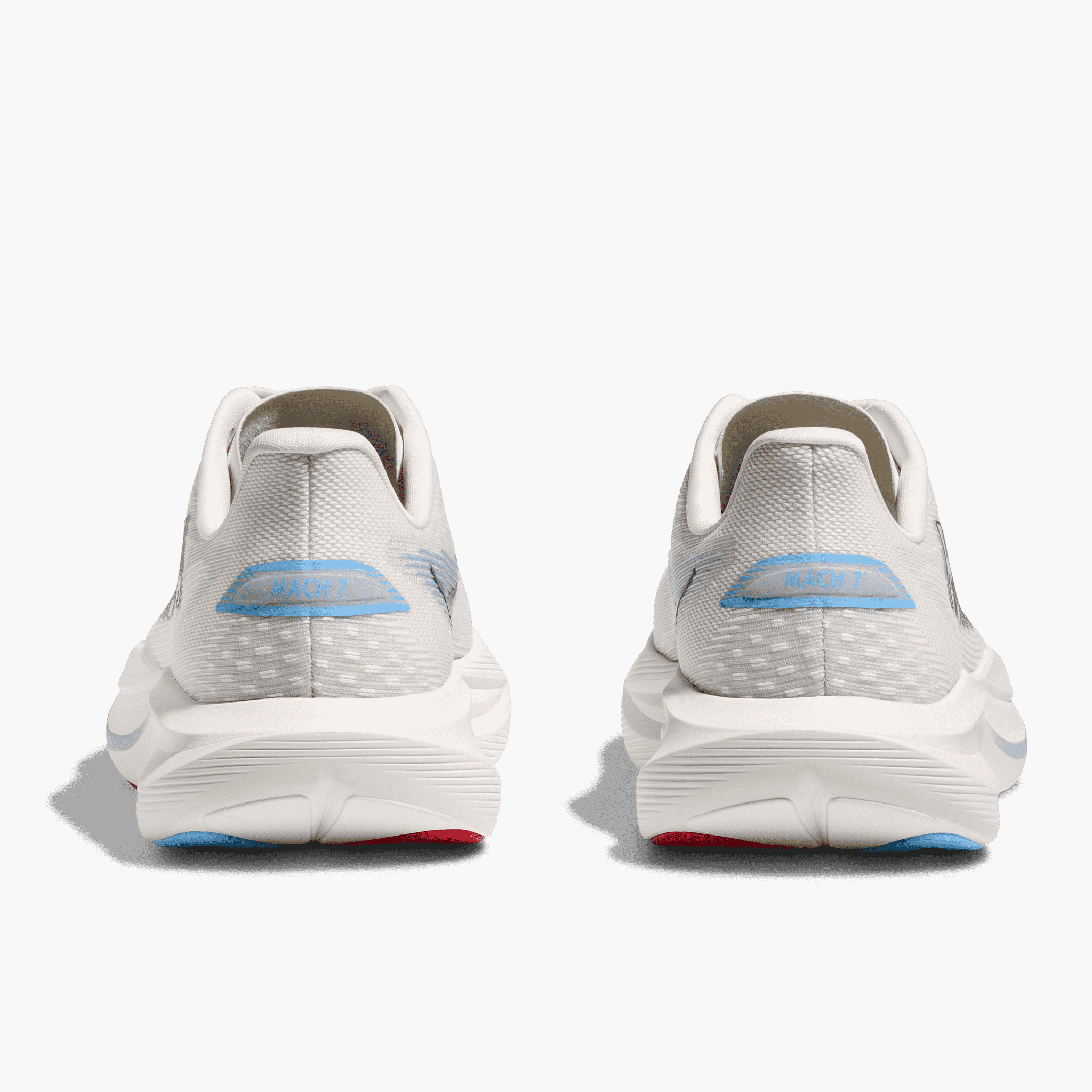 Heel angle shot of Women's Mach 7 in Alabaster  /  Soaring Blue