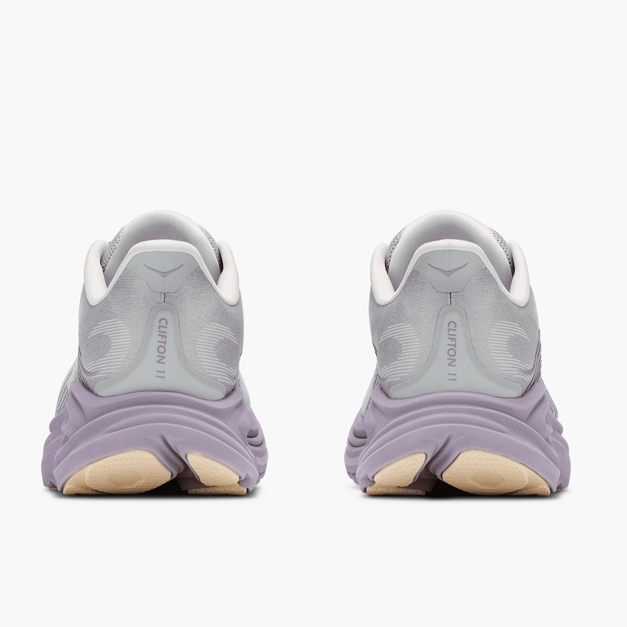 Heel angle shot of Women's Clifton 11 in Stardust  /  Mellow Lilac