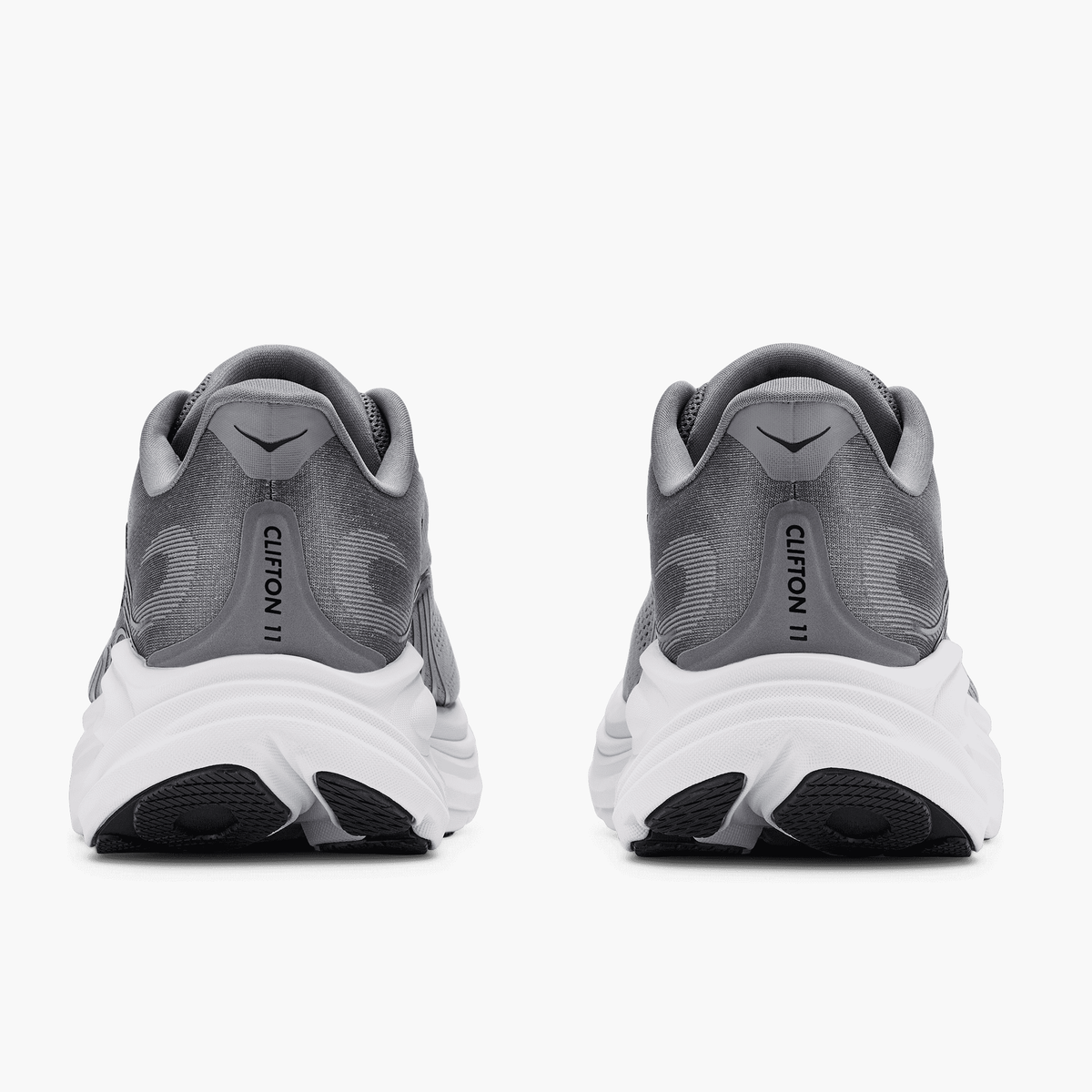 Heel angle shot of Men's Clifton 11 in Galactic Grey  /  Stellar Grey
