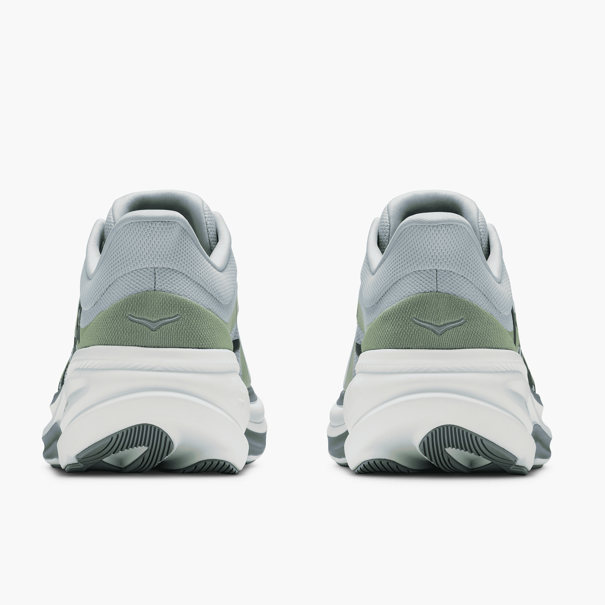 Heel angle shot of Men's Clifton Pro in Mineral Blue  /  Sprouted Green