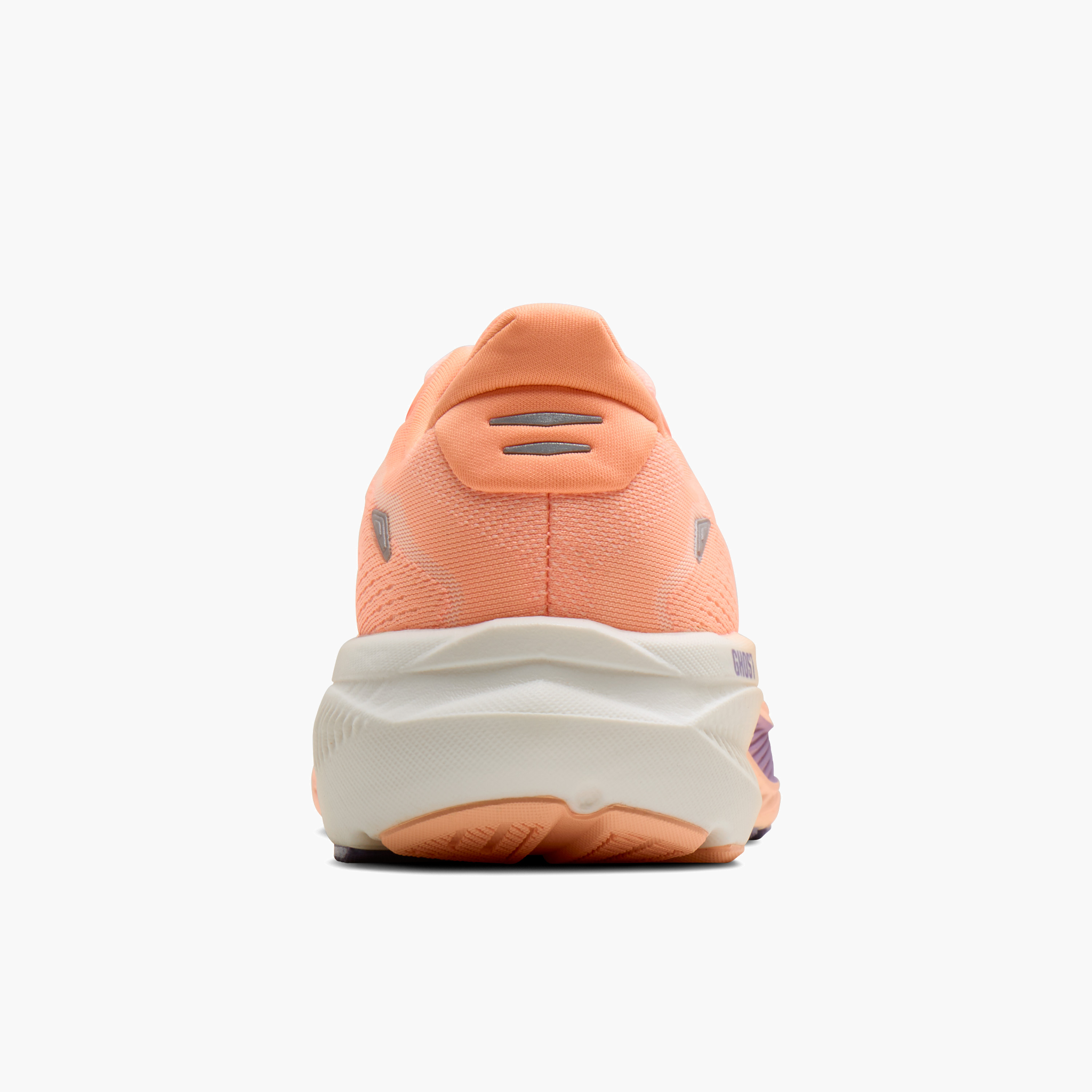 Heel angle shot of Women's Ghost 18 in Peach / Grape / Coconut