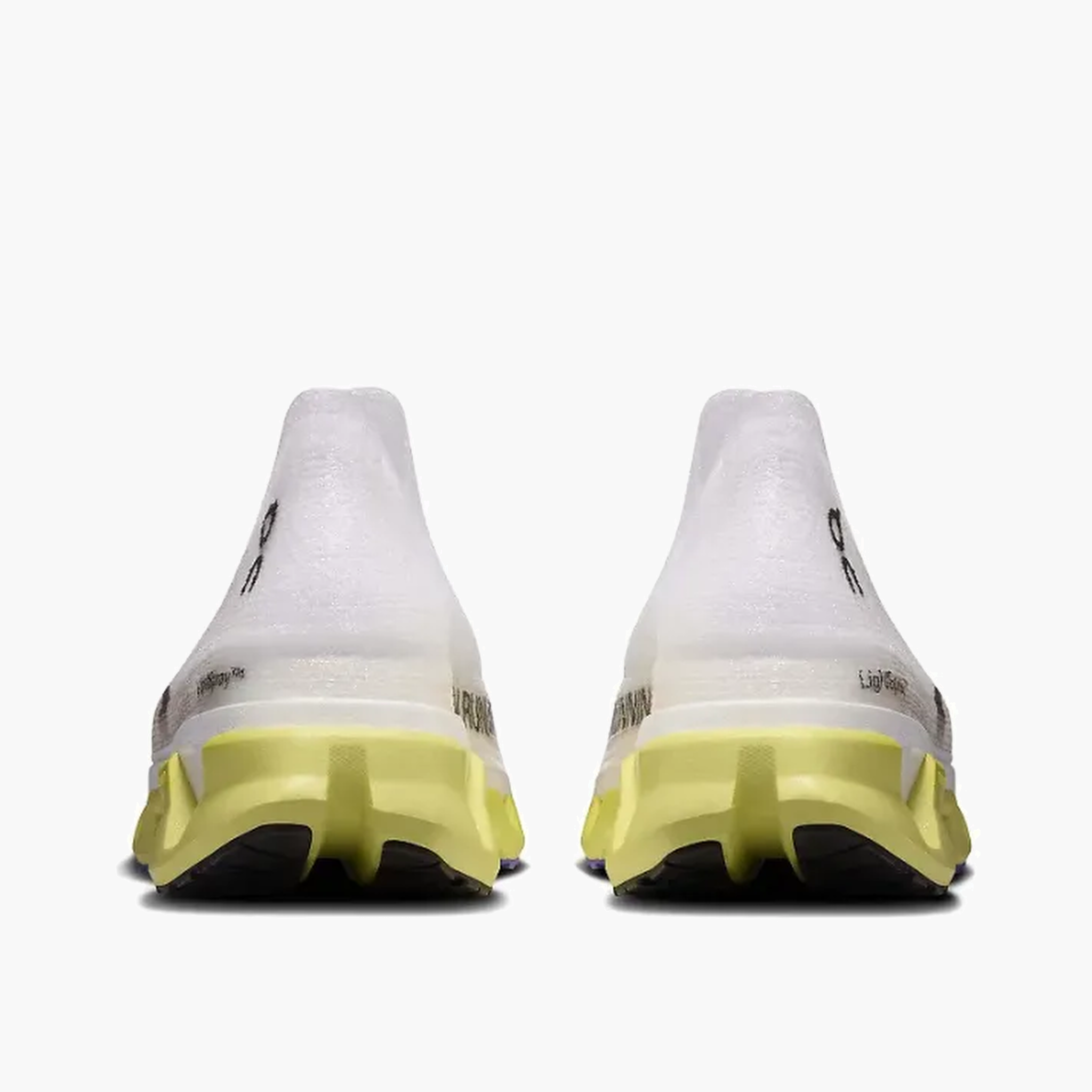 Heel angle shot of All Gender Cloudmonster Hyper Lightspray in Limelight | Bloom