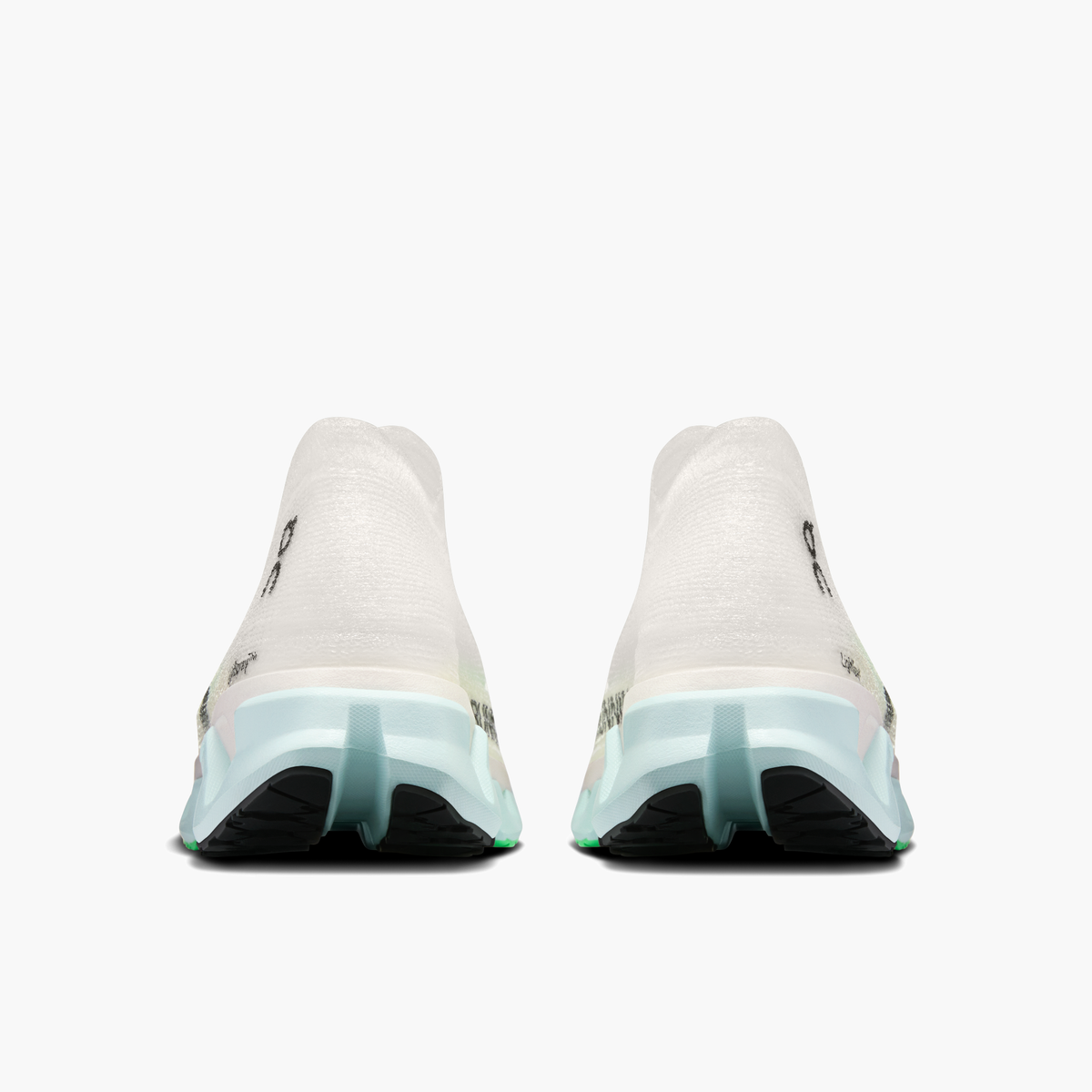 Heel angle shot of All Gender Cloudmonster 3 Hyper in Flurry | Verdite