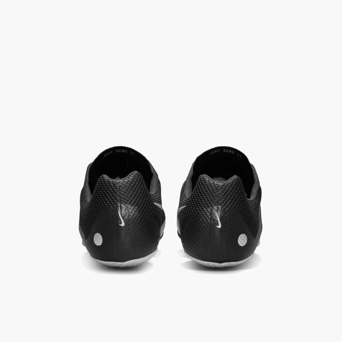 Heel angle shot of All Gender Rival Sprint in Black / Metallic Silver-lt Smoke Grey
