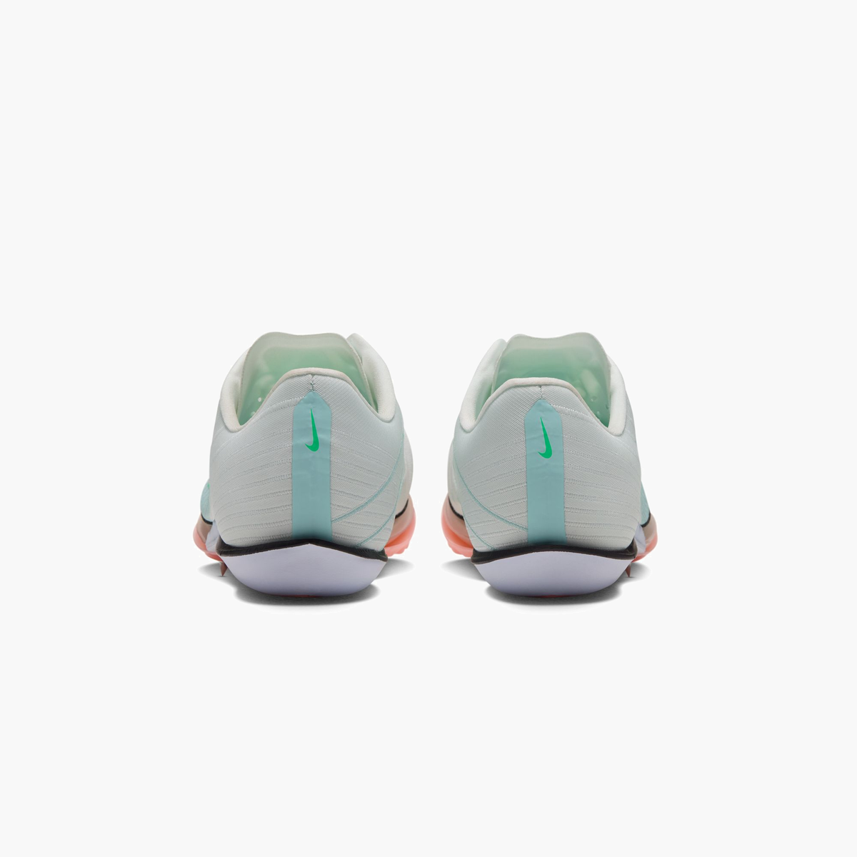 Heel angle shot of All Gender Maxfly 2 in Summit White / Electro Green-atomic Pink