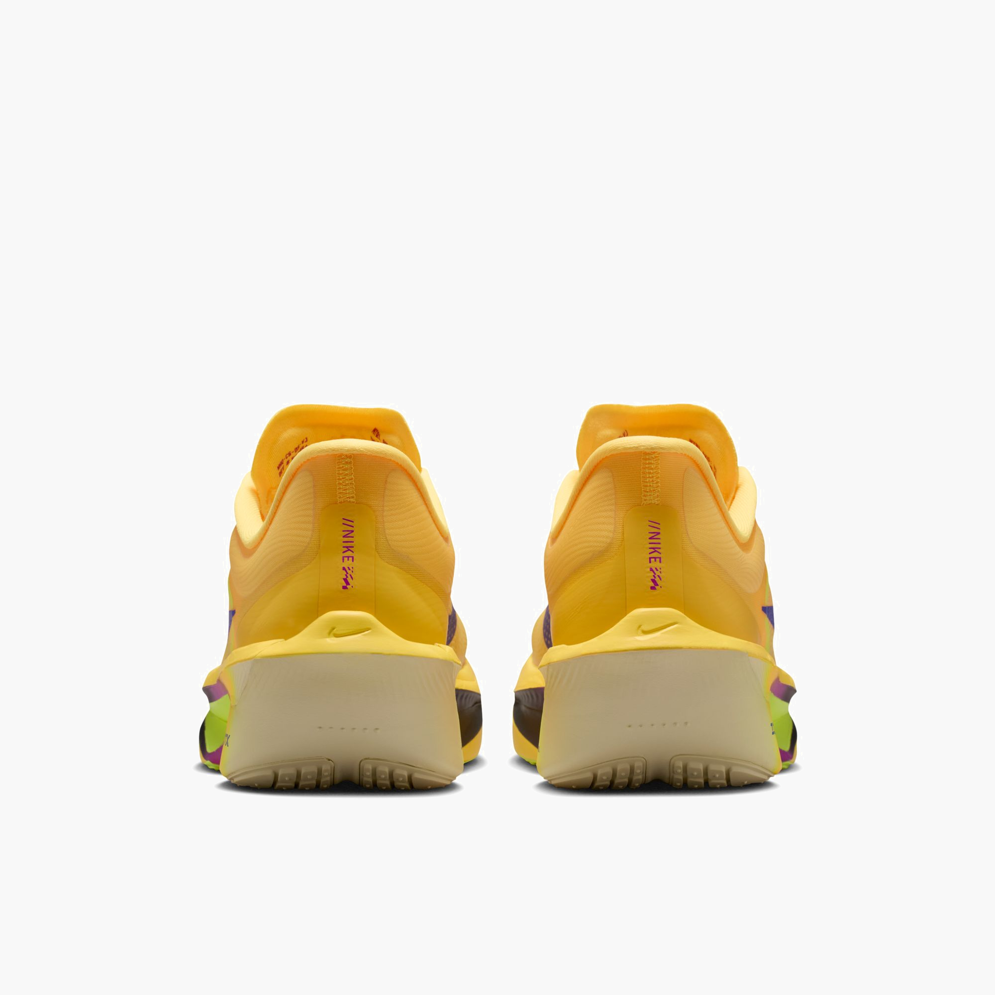 Heel angle shot of Men's Zoom Fly 6 in Citron Pulse / Indigo Burst-Volt Ice
