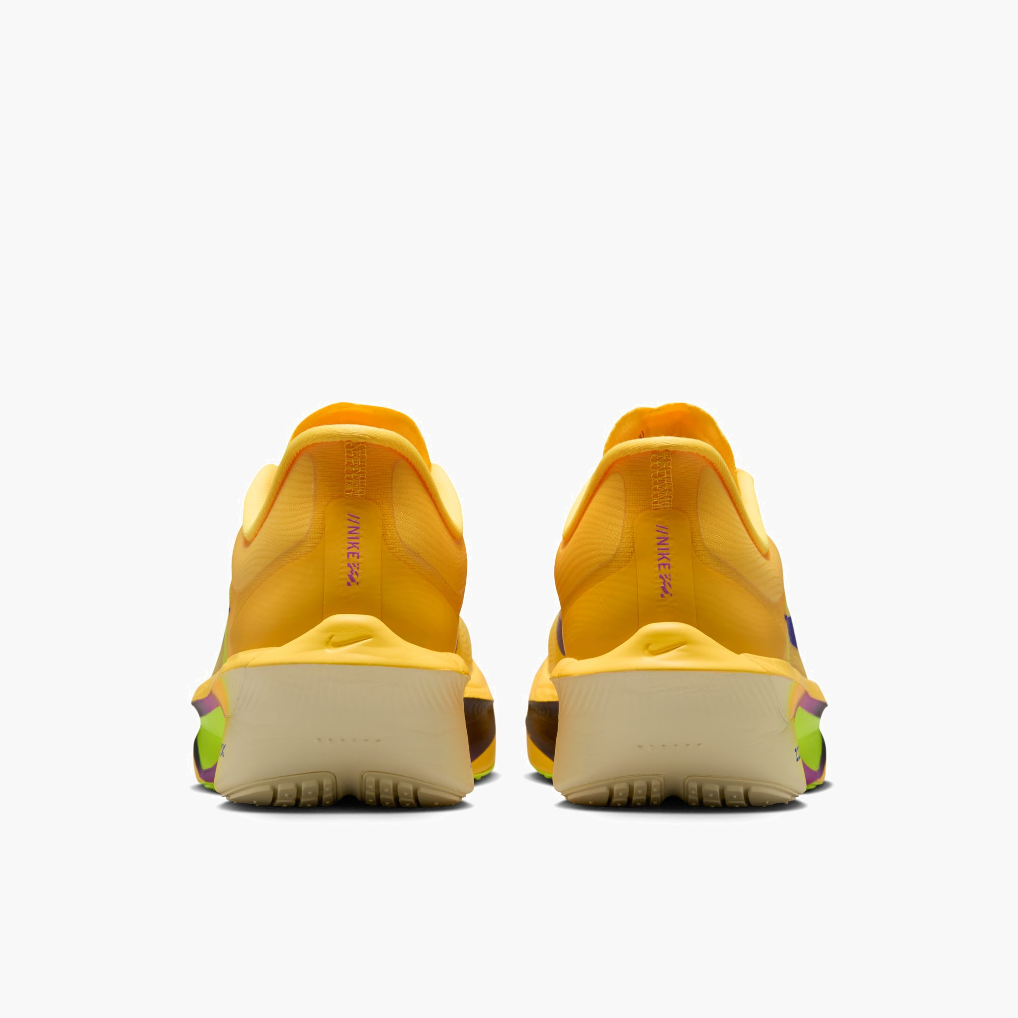 Heel angle shot of Women's Zoom Fly 6 in Citron Pulse / Indigo Burst-Volt Ice