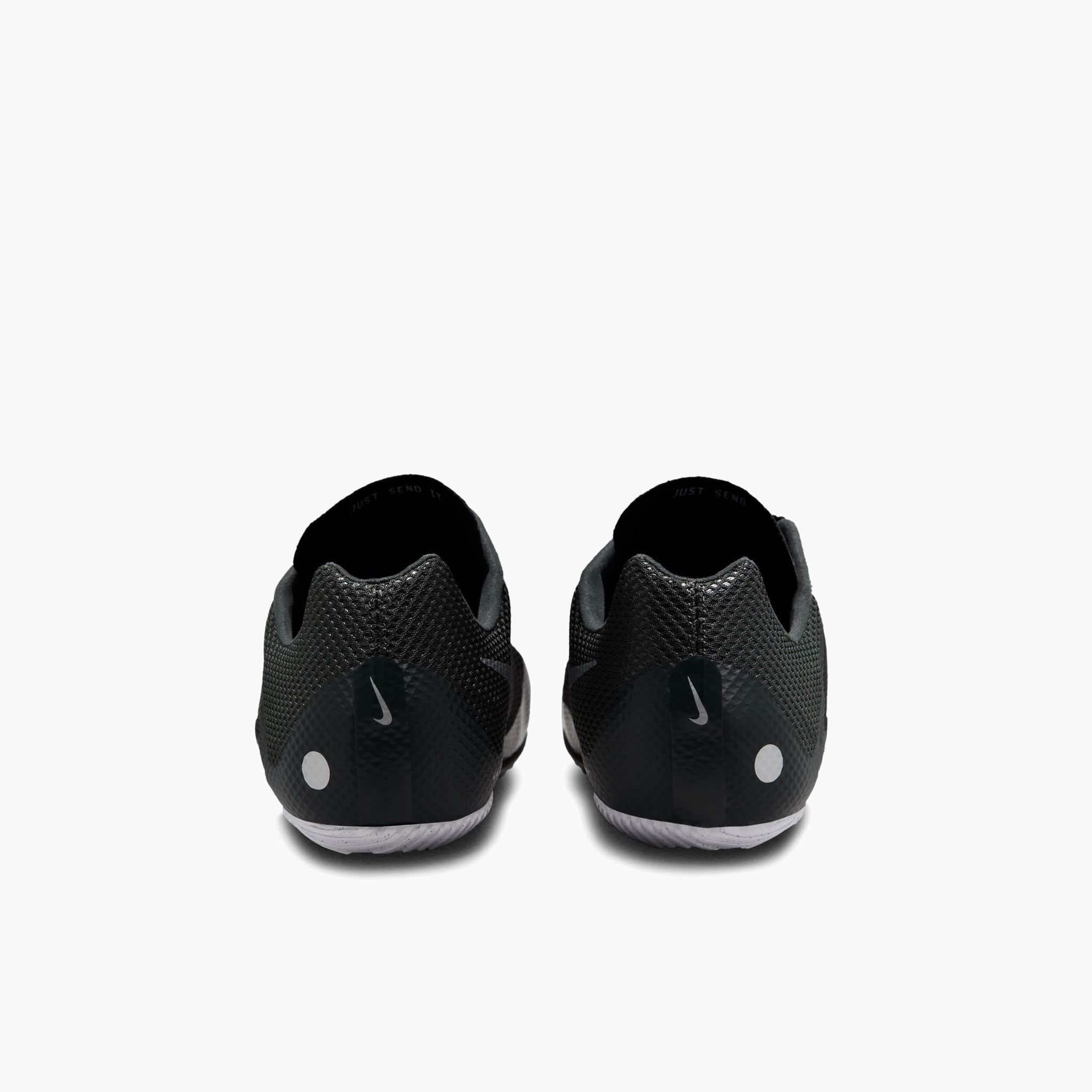 Heel angle shot of All Gender Rival Sprint in Black / Metallic Silver-black