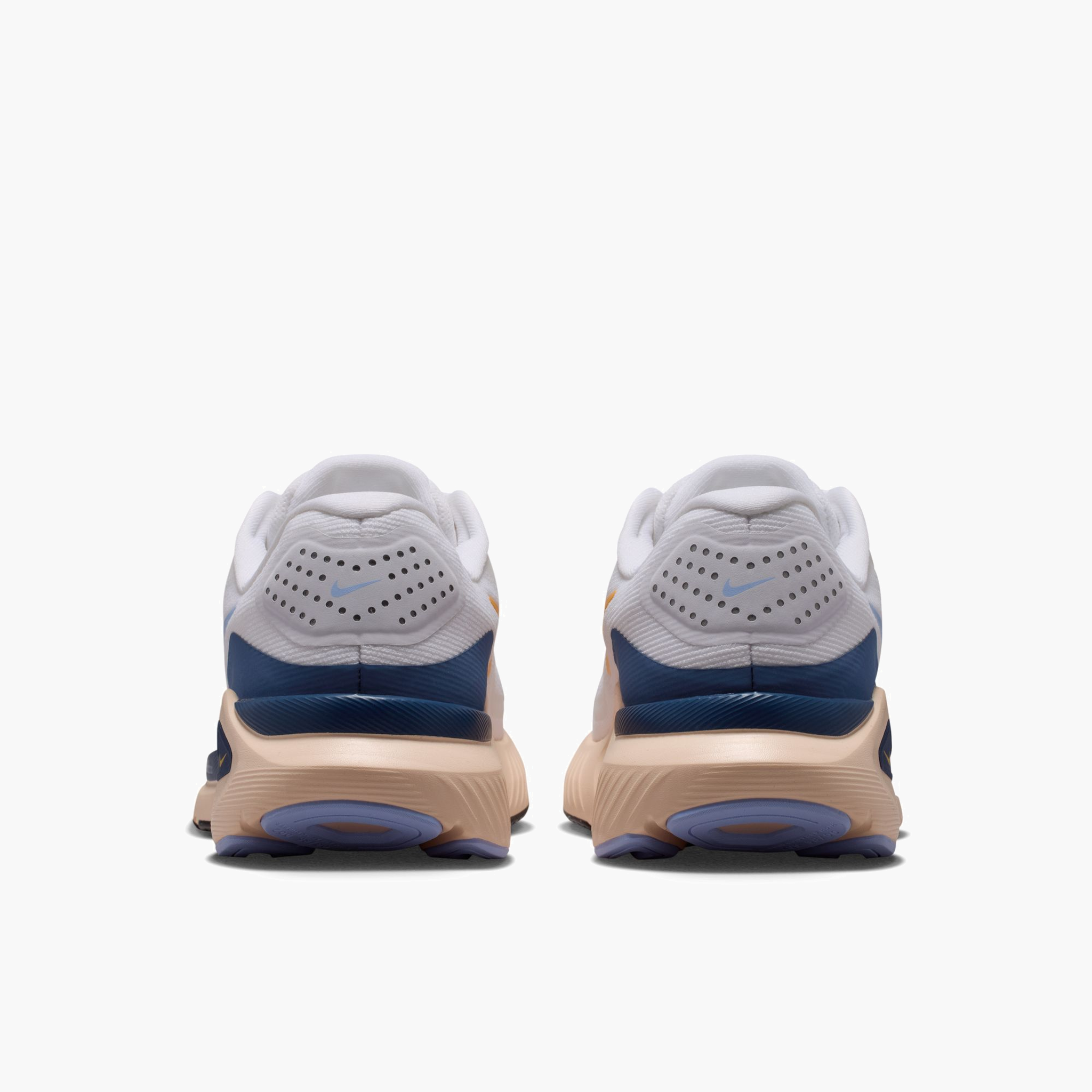 Heel angle shot of Women's Structure 26 in White / Aluminum-Mystic Navy-Sundial