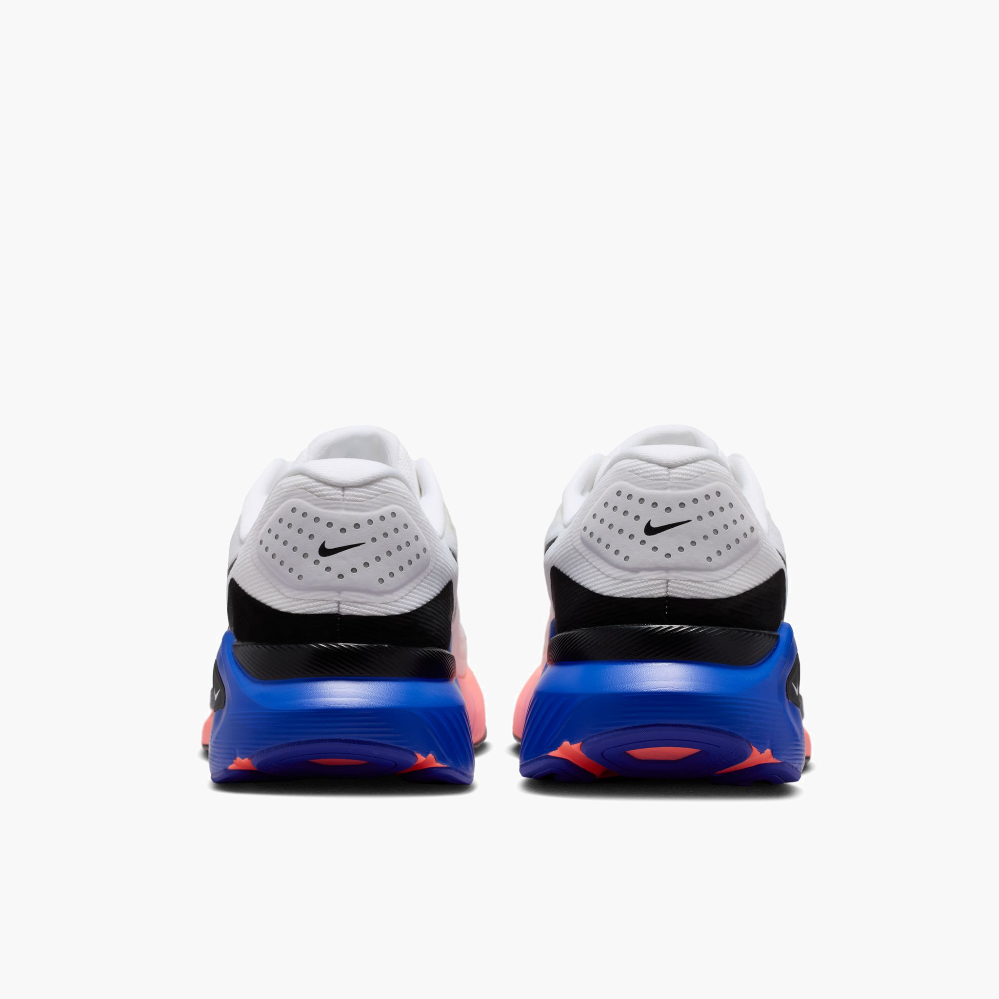 Heel angle shot of Men's Structure 26 in White / Black-Atomic Pink-Racer Blue