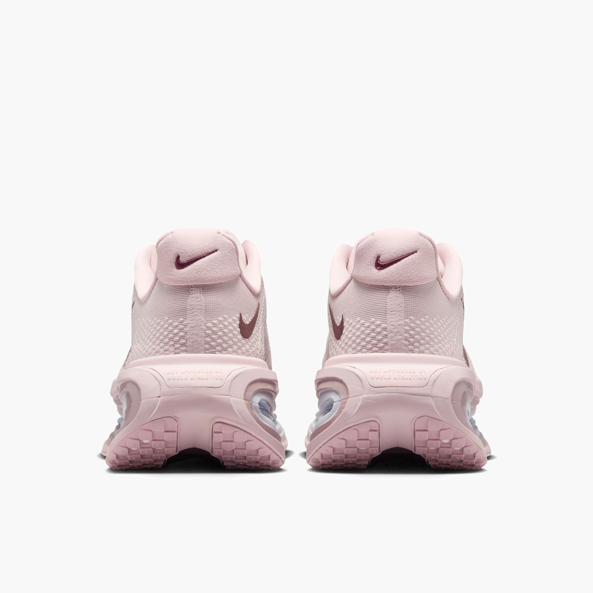 Heel angle shot of Women's Vomero Premium in Particle Rose / Burgundy Crush