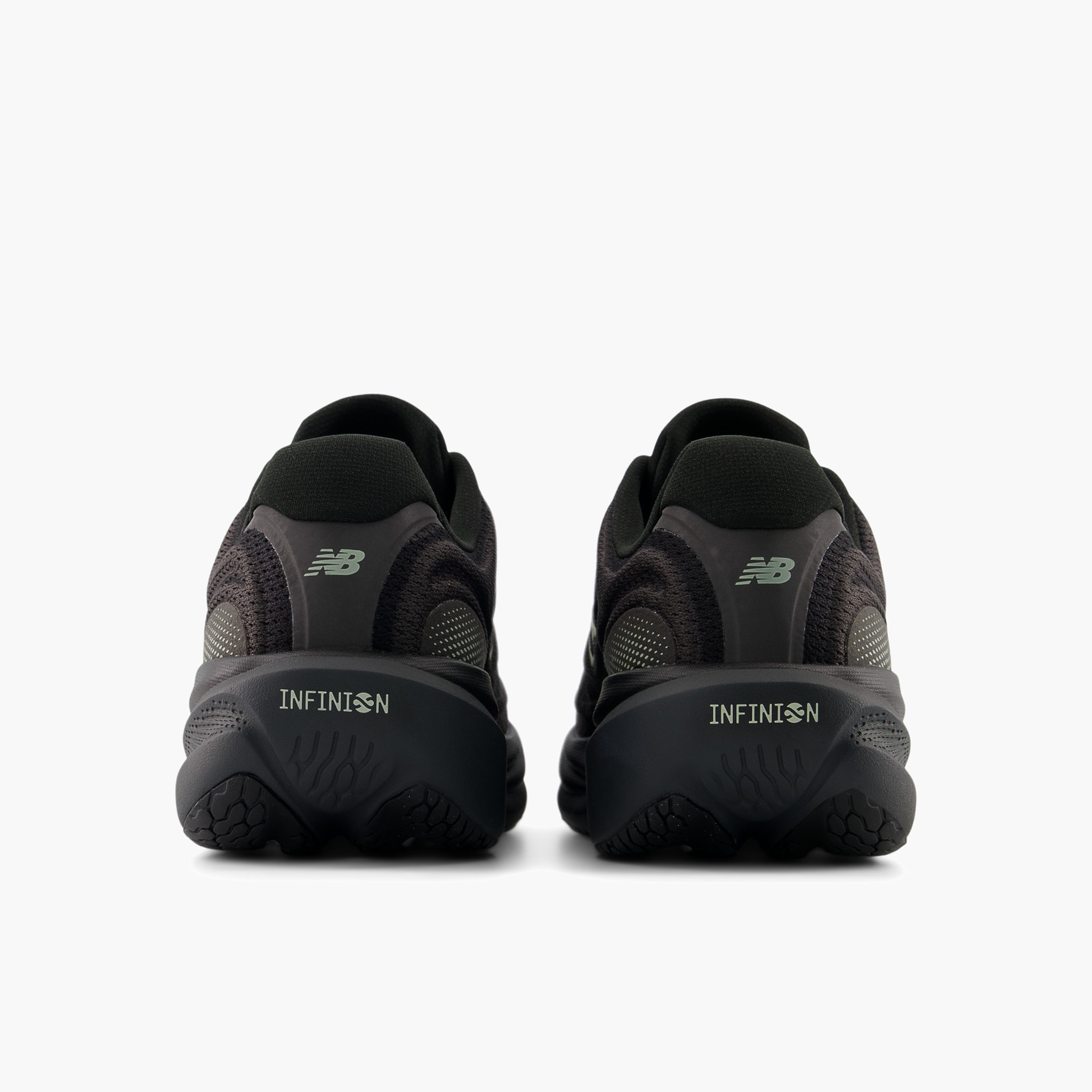 Heel angle shot of Men's 1080 v15 in Black / Fadedblack / Olivine